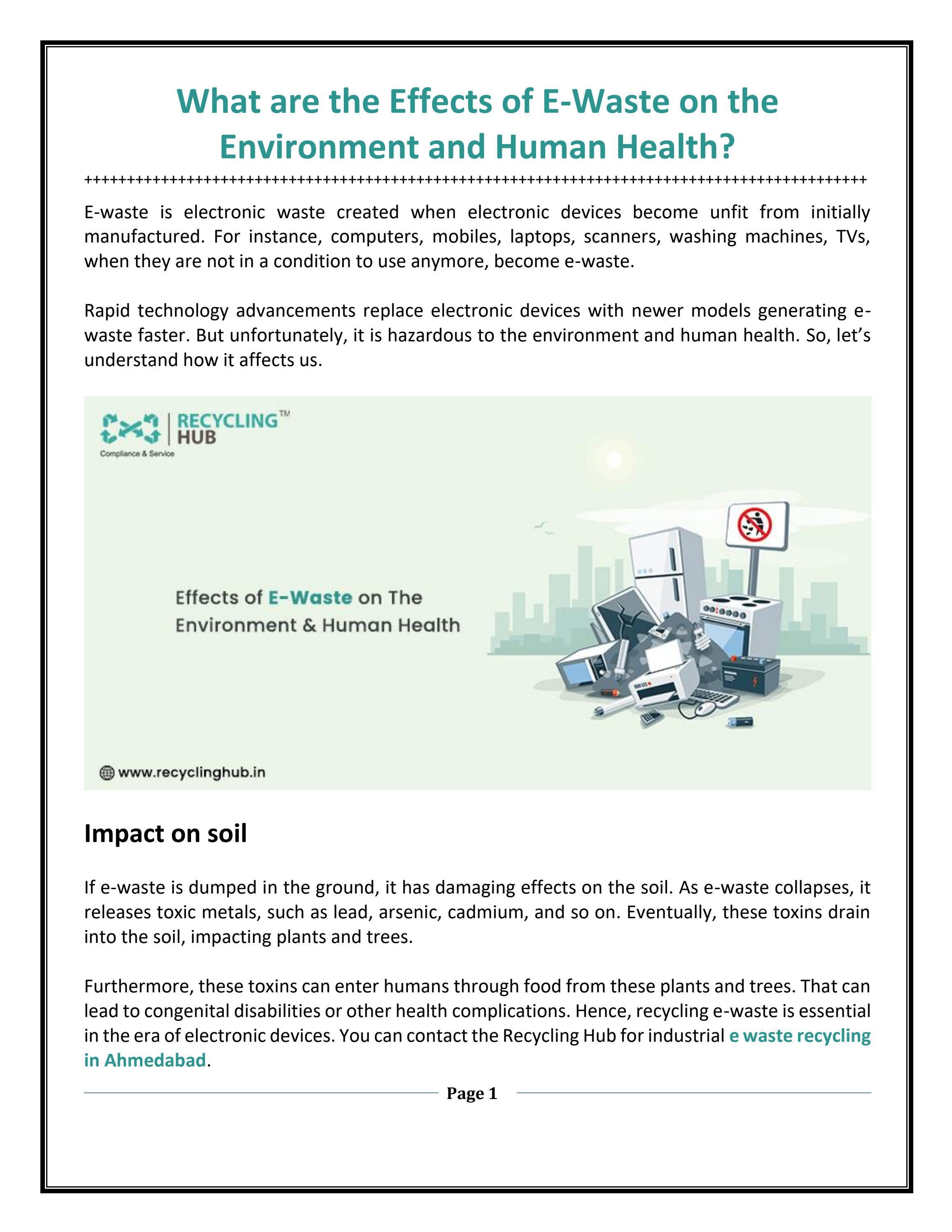What are the Effects of EWaste on the Environment and Human Health? by
