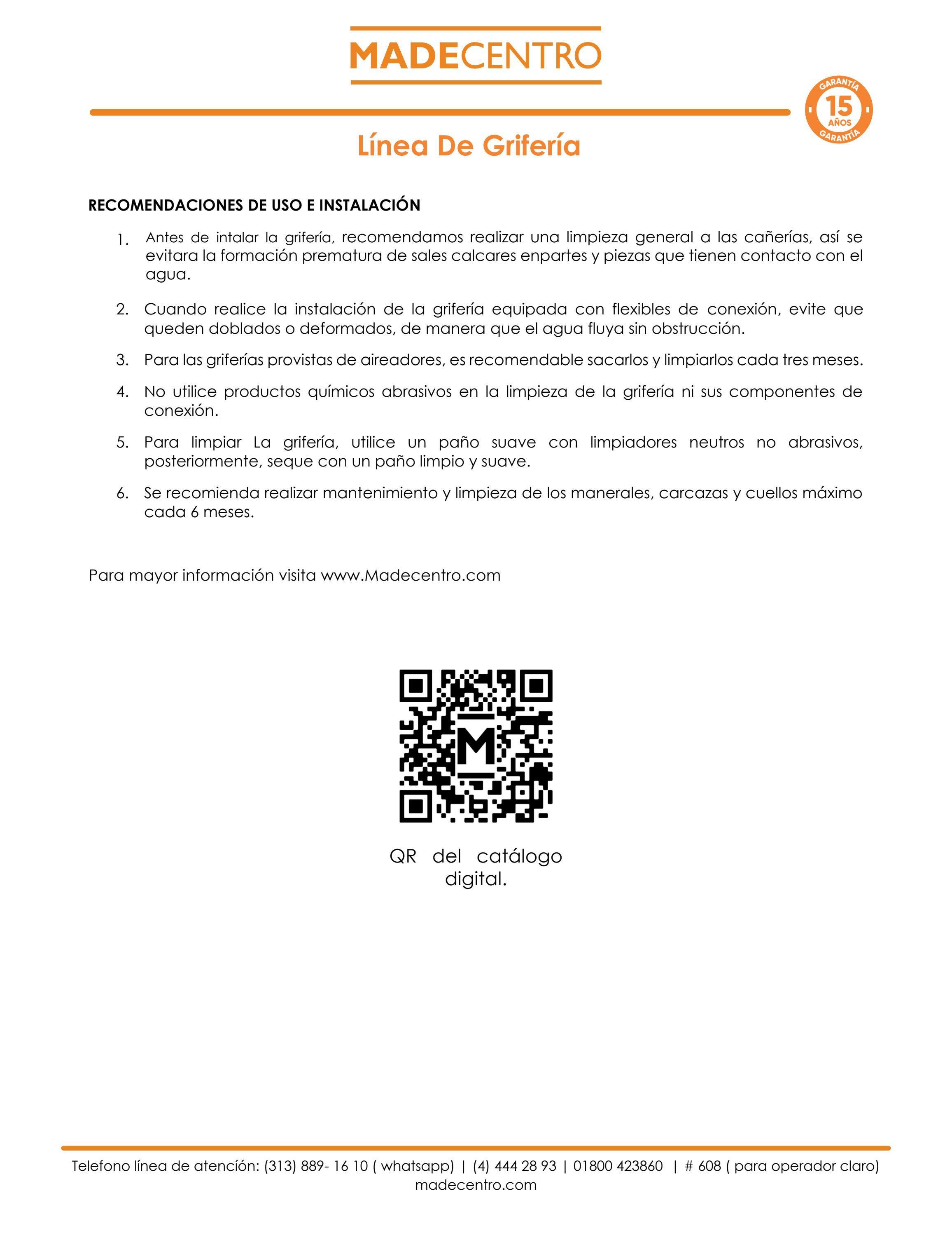 Carta Garantía Grifería by Madecentro Colombia  Issuu