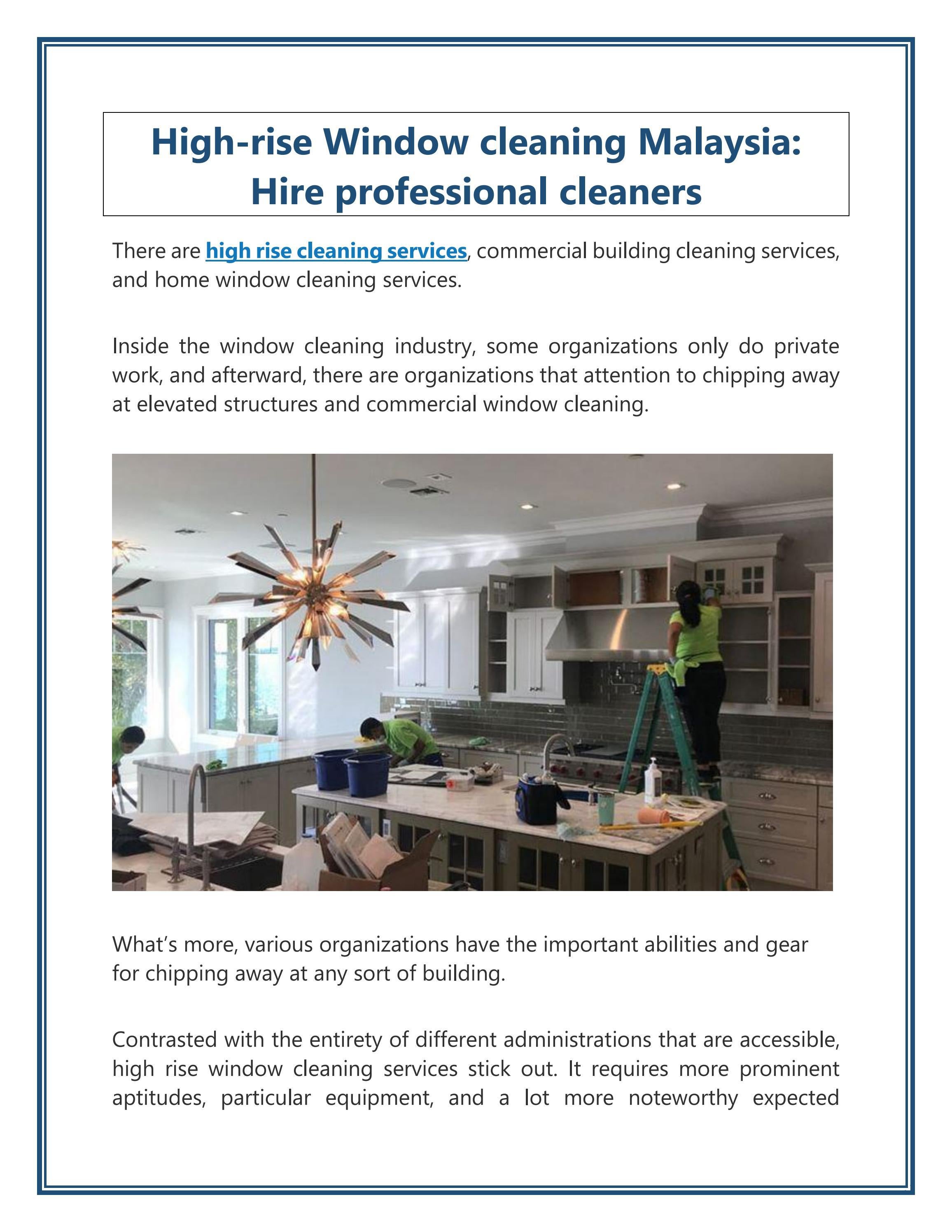 Highrise Window cleaning Malaysia Hire professional cleaners by