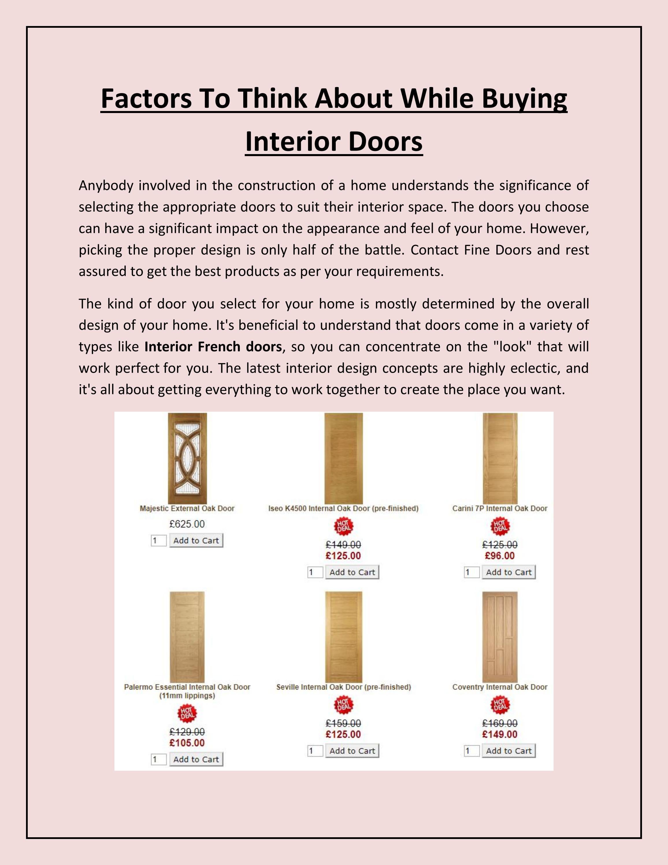 Factors To Think About While Buying Interior Doors by Fine Doors Issuu