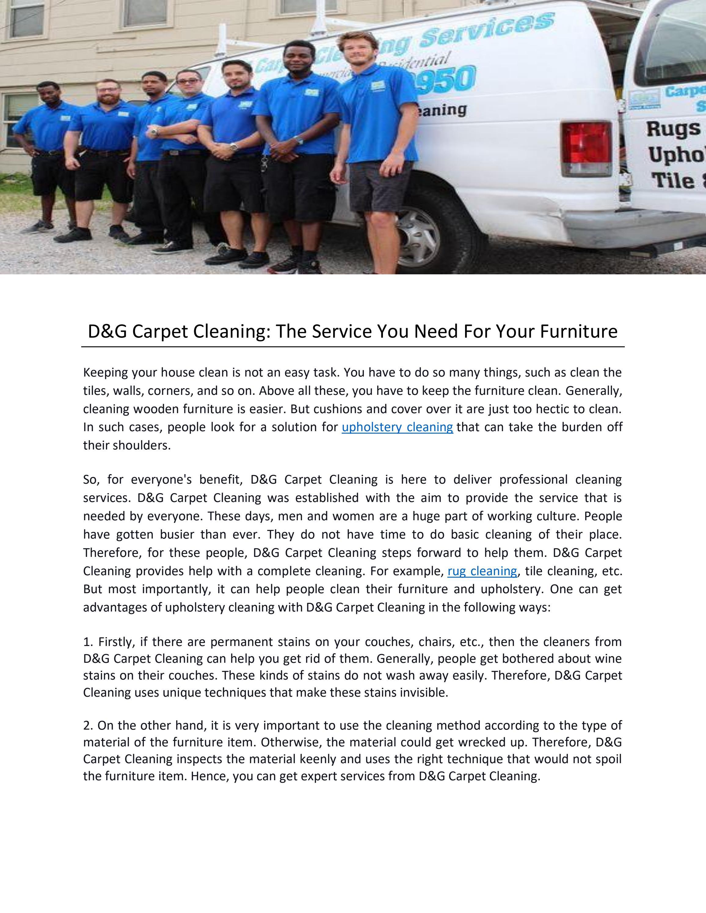 D&G Carpet Cleaning The Service You Need For Your Furniture by D&G