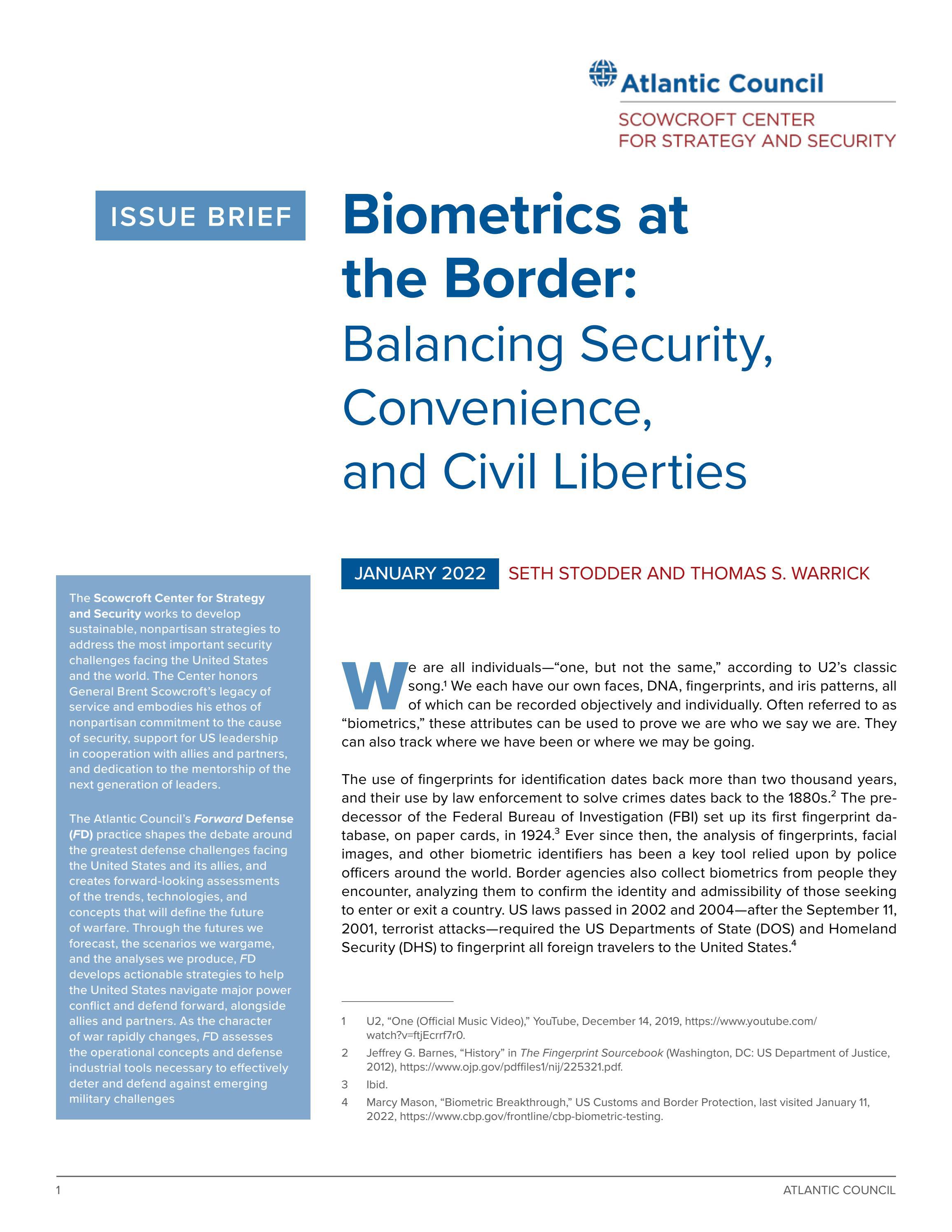 Biometrics at the Border: Balancing Security, Convenience, and Civil ...