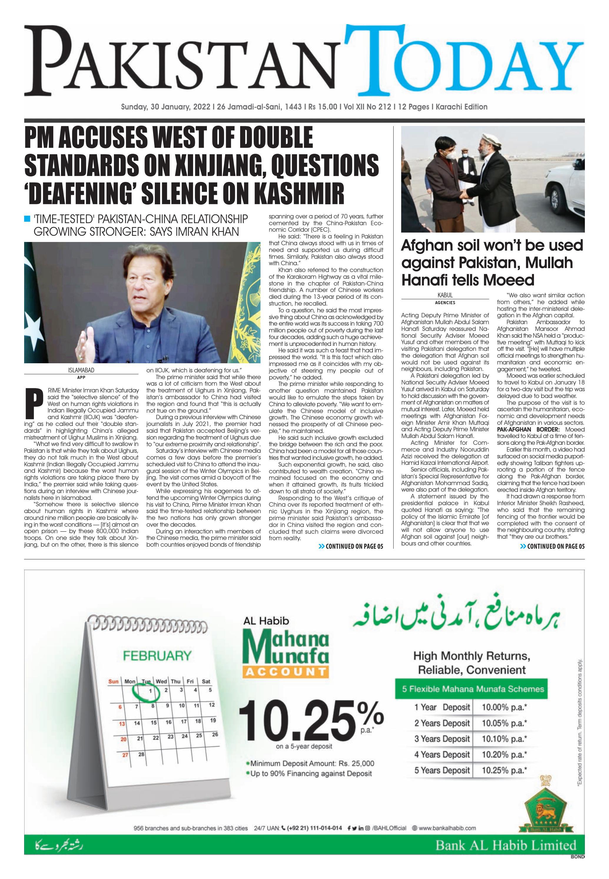 Epaper – January 30-2022 KHI by Pakistan Today - Issuu