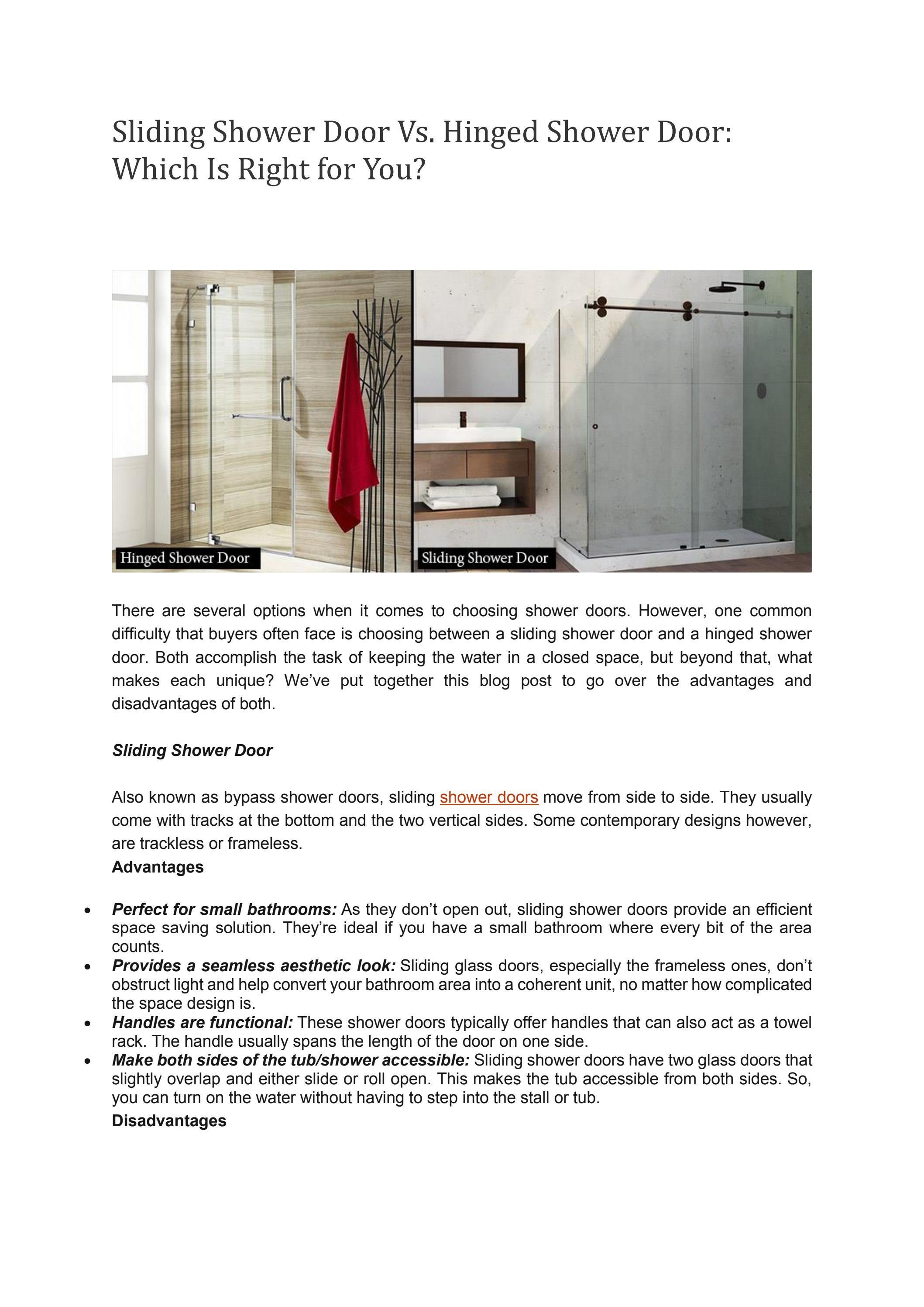 Sliding Shower Door Vs. Hinged Shower Door Which Is Right for You? by