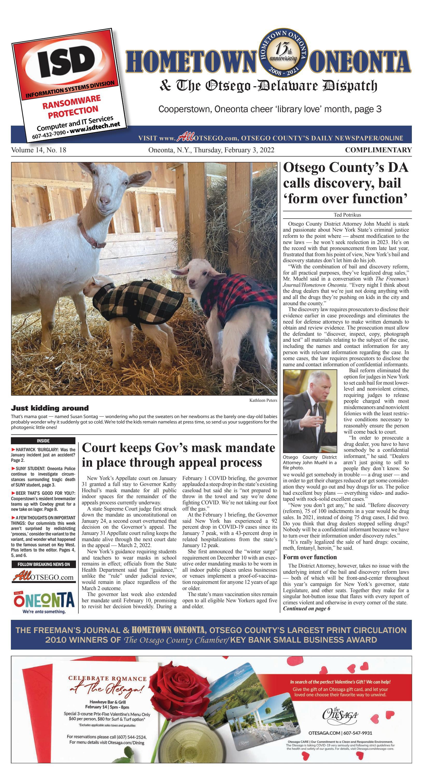Hometown Oneonta 02-03-22 by All Otsego - News of Oneonta, Cooperstown &  Otsego County, NY - Issuu