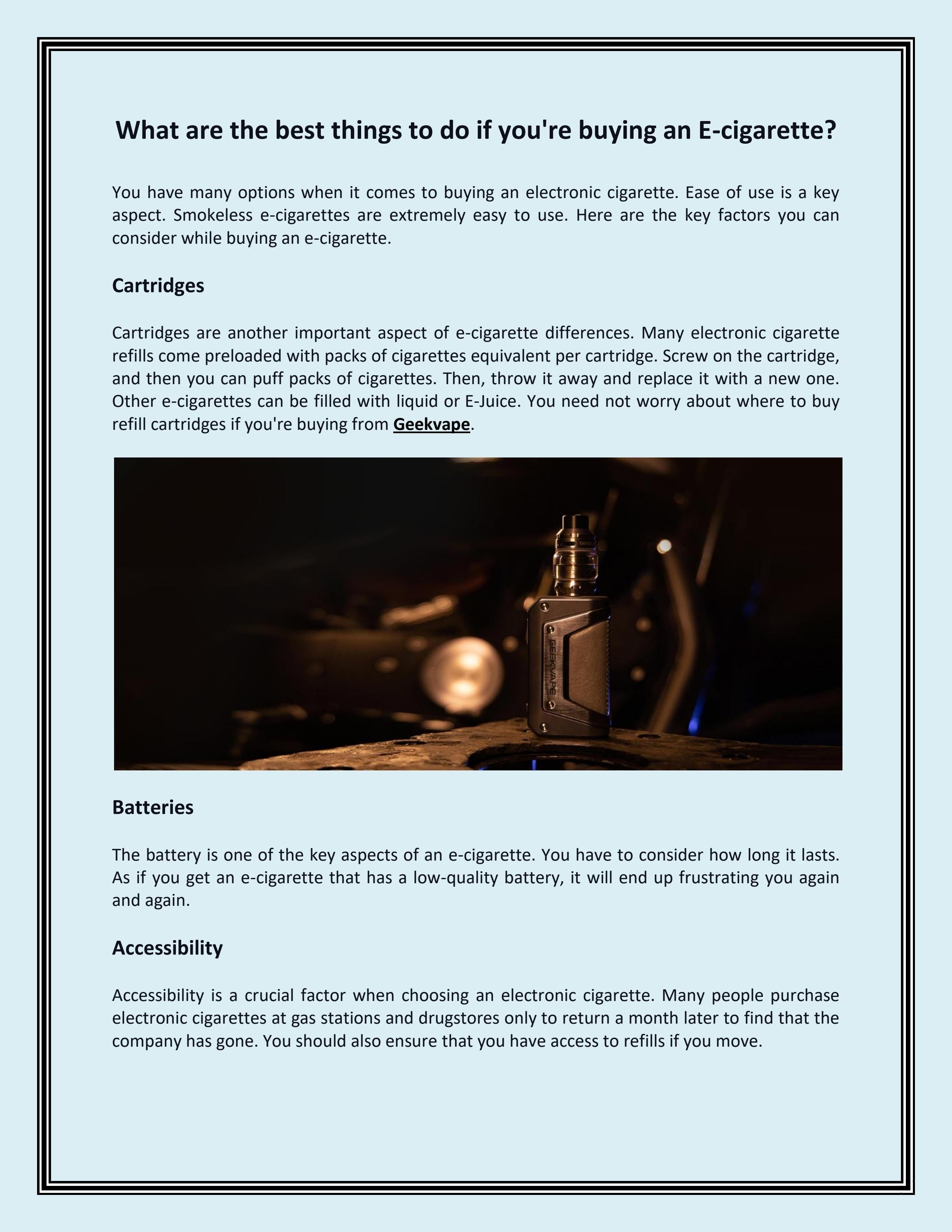 What Are The Best Things To Do If You re Buying An E cigarette By 