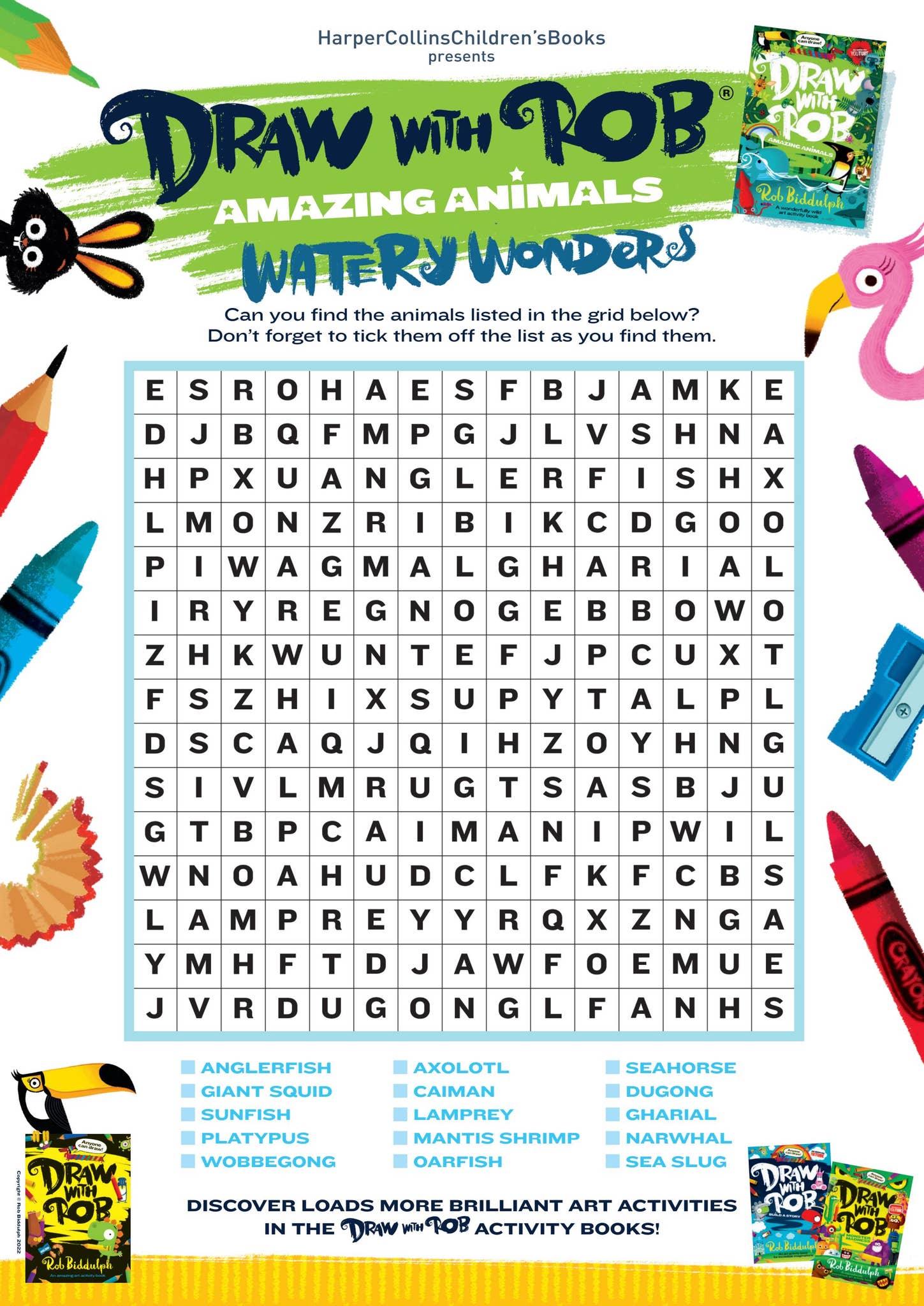 Draw Rob Animals Draw with Rob: Amazing Animals Activity Sheets Pack by ...