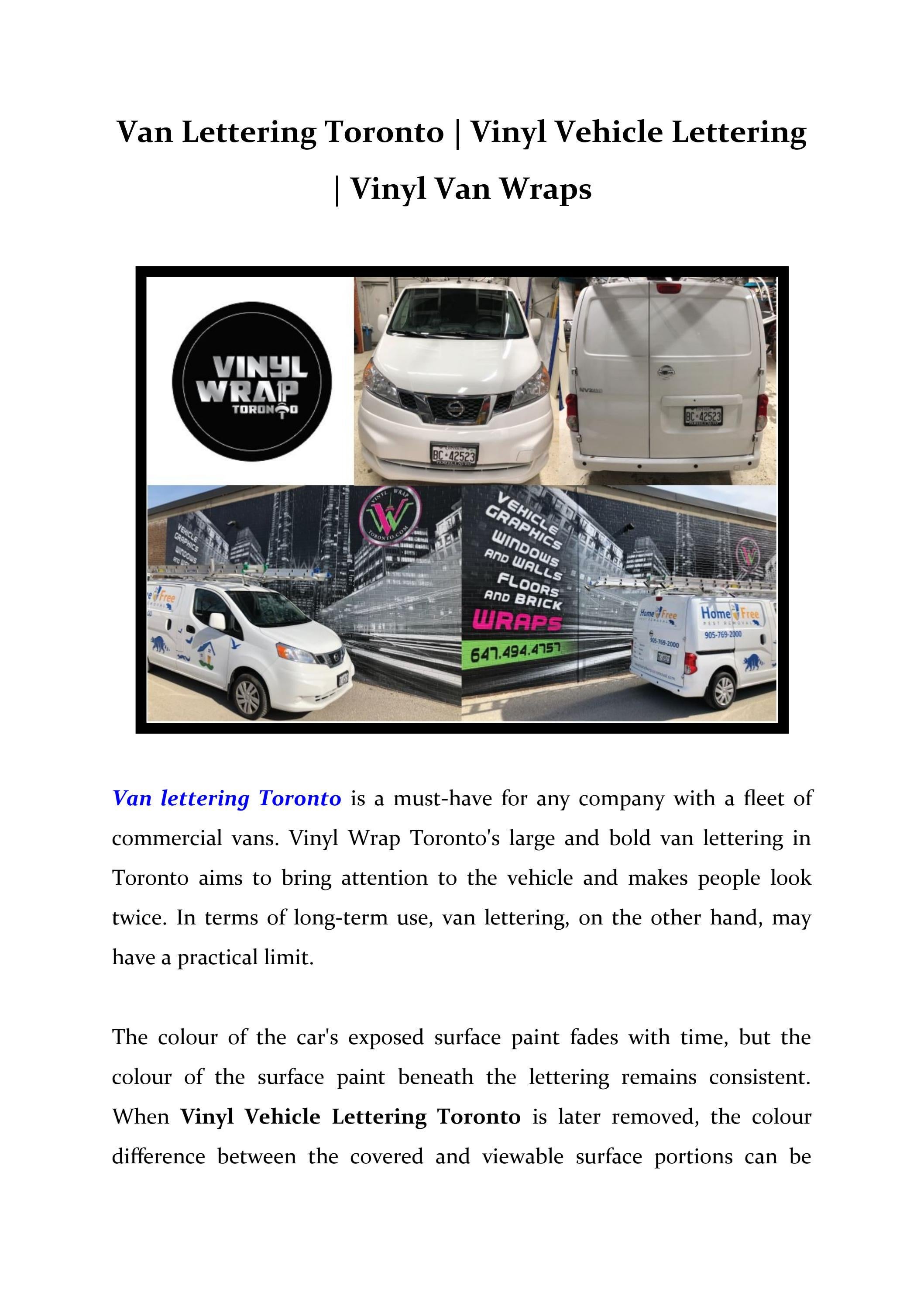Van Lettering Toronto Vinyl Vehicle Lettering Vinyl Van Wraps by