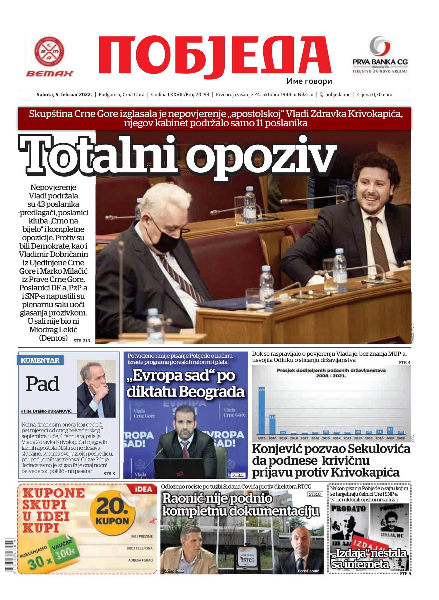 Dnevni list Pobjeda 05.02.2022. by Pobjeda - Issuu