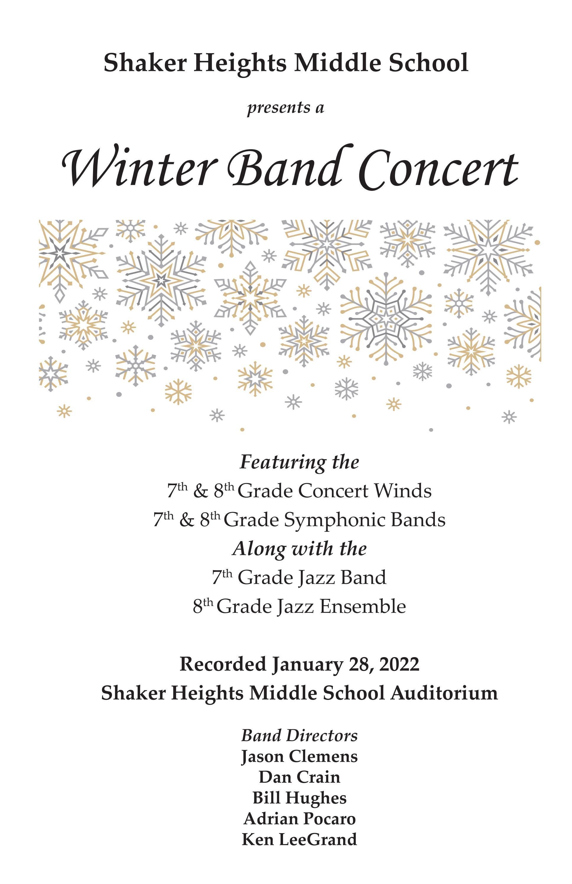 Shaker Heights Middle School Winter Band Concert 2022 by Shaker Schools