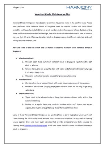 Blinds Maintenance Tips by Harmony Furnishing Issuu