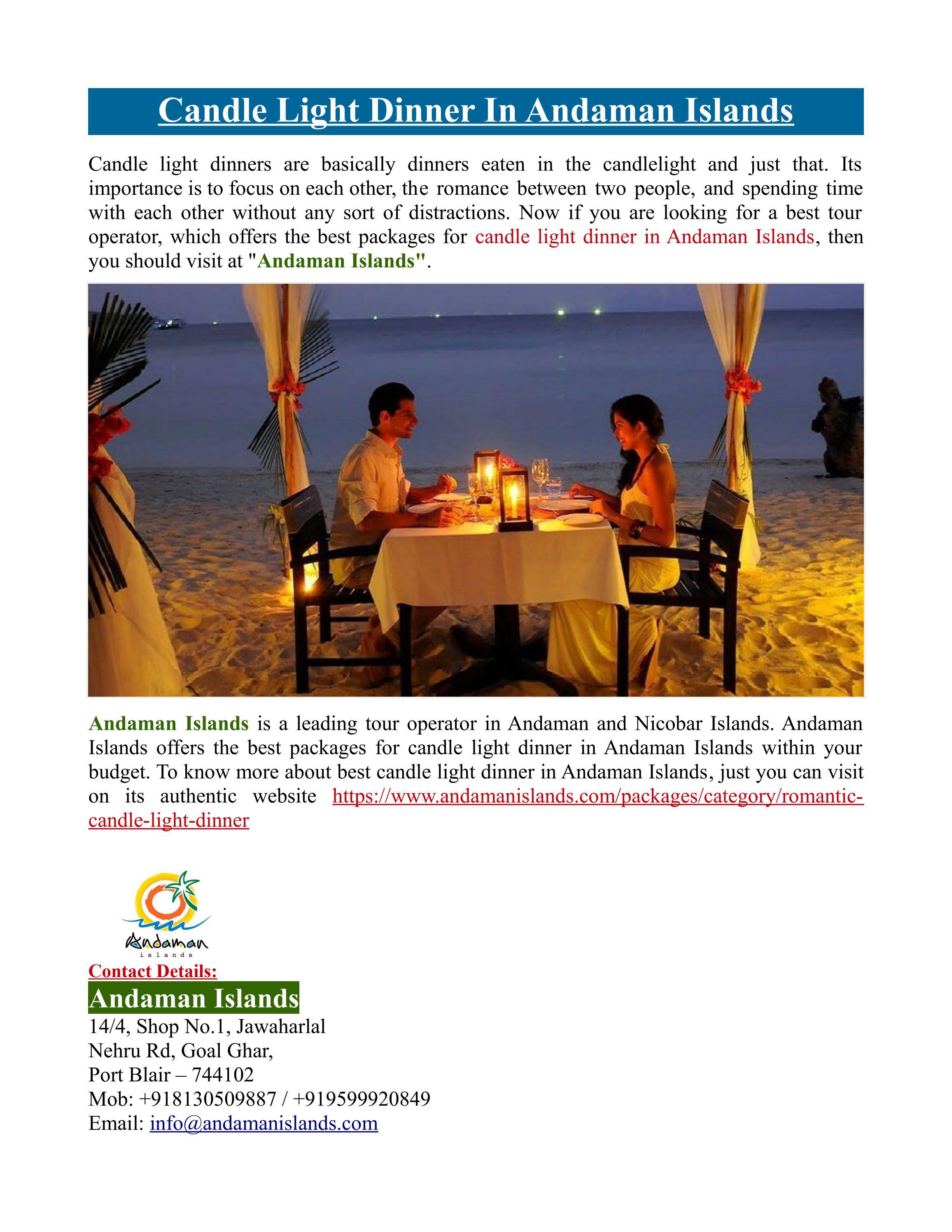 Candle Light Dinner In Andaman Islands by andamanislands Issuu