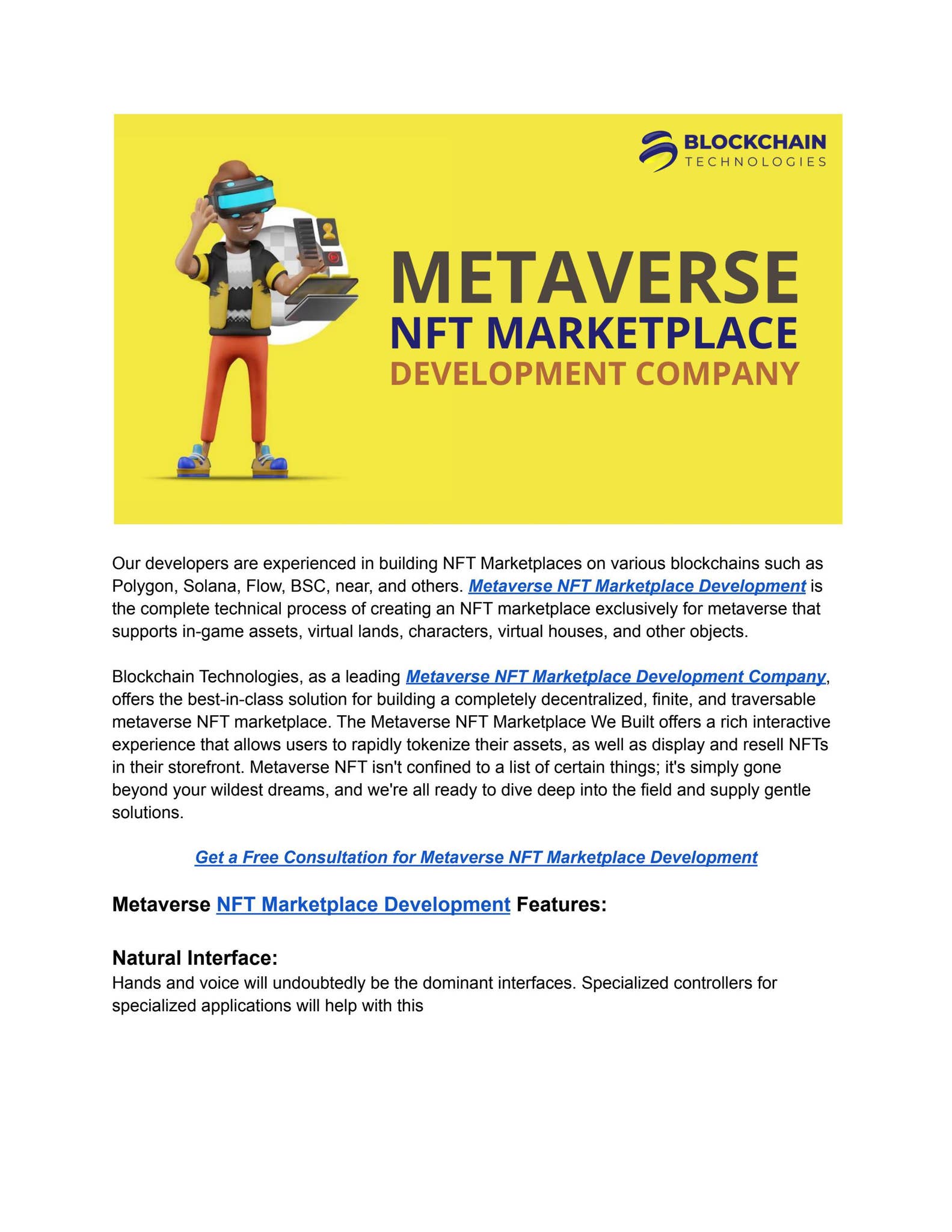 Metaverse NFT Development Company — Blockchain Technologies by ...