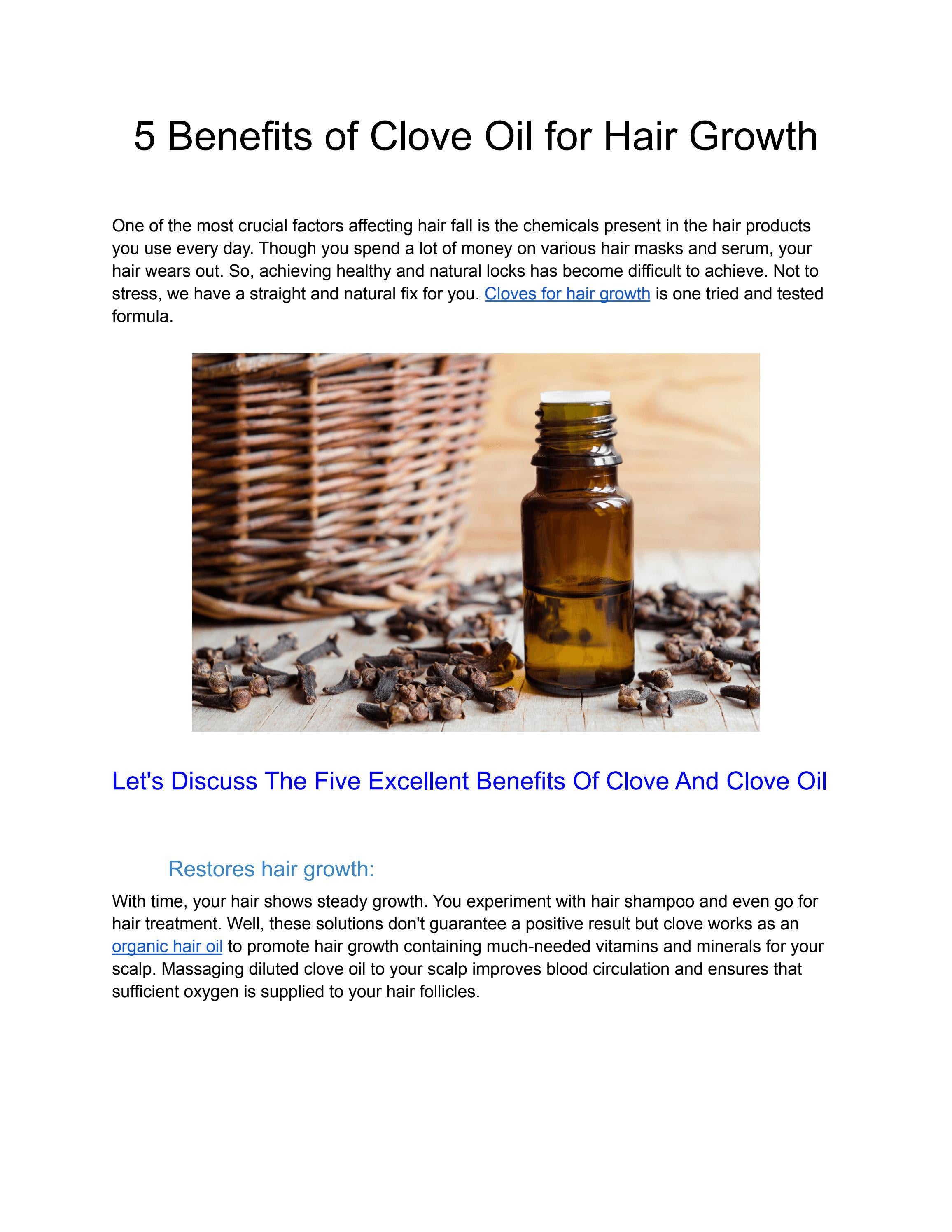 5 Benefits of Clove Oil for Hair Growth by derma organics Issuu