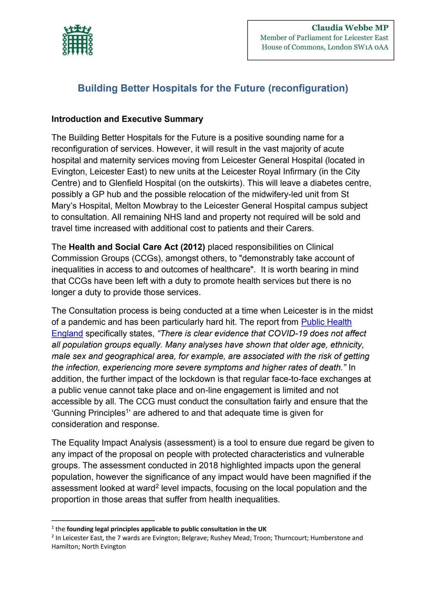 Building Better Hospitals for the Future - Consultation Response- Final ...