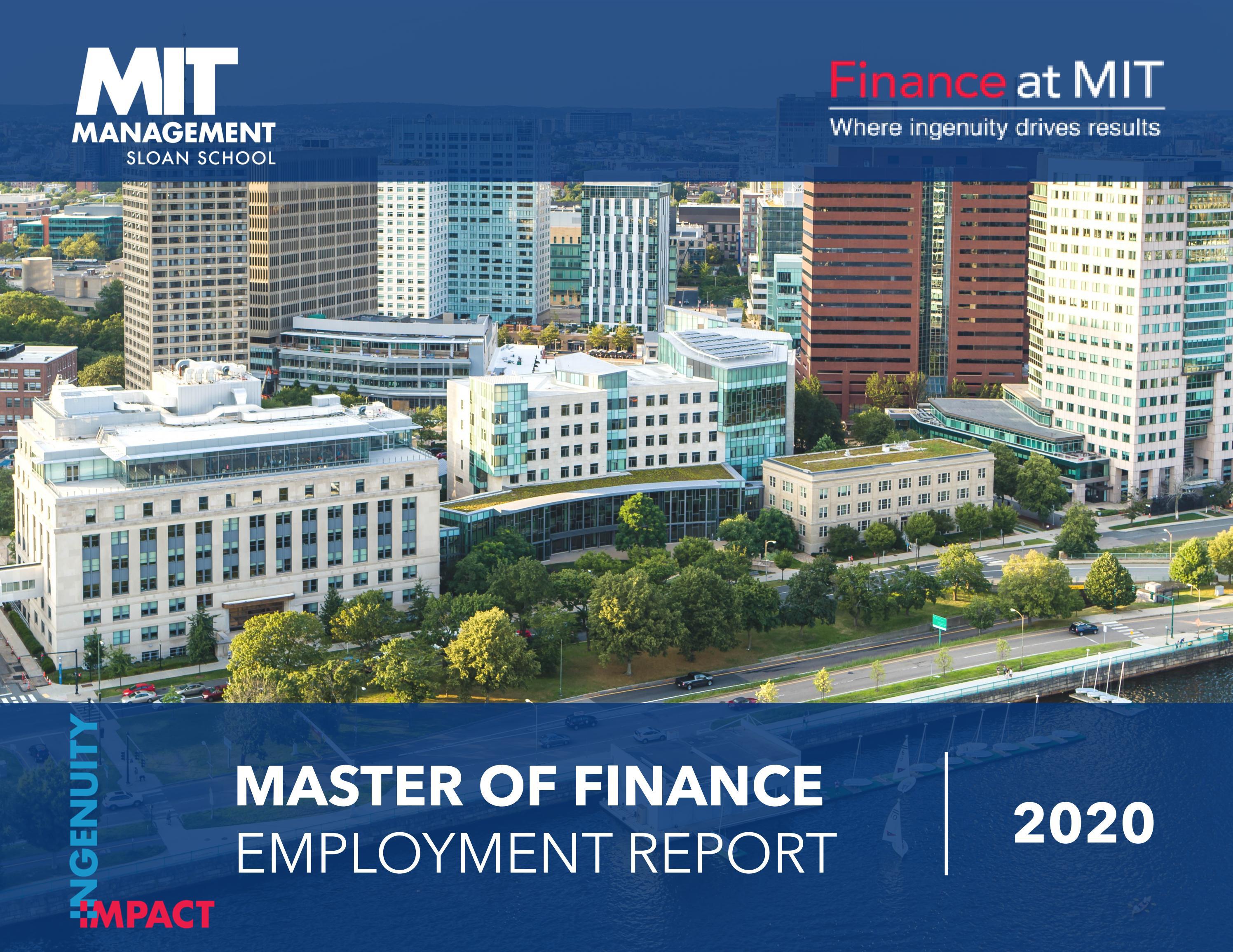 2020 Master of Finance Employment Report by MITSloanCDO - Issuu