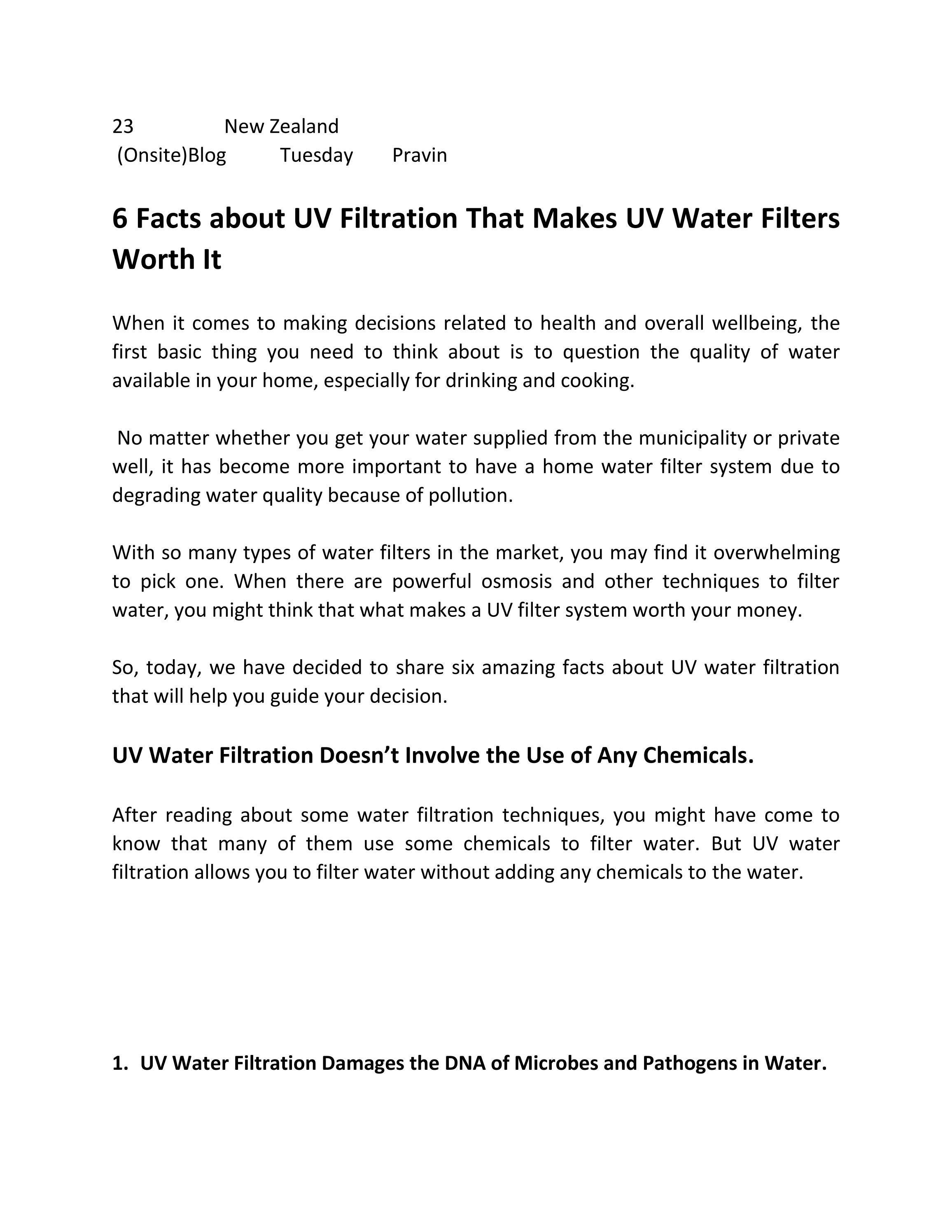 6 Facts about UV Filtration That Makes UV Water Filters Worth It by