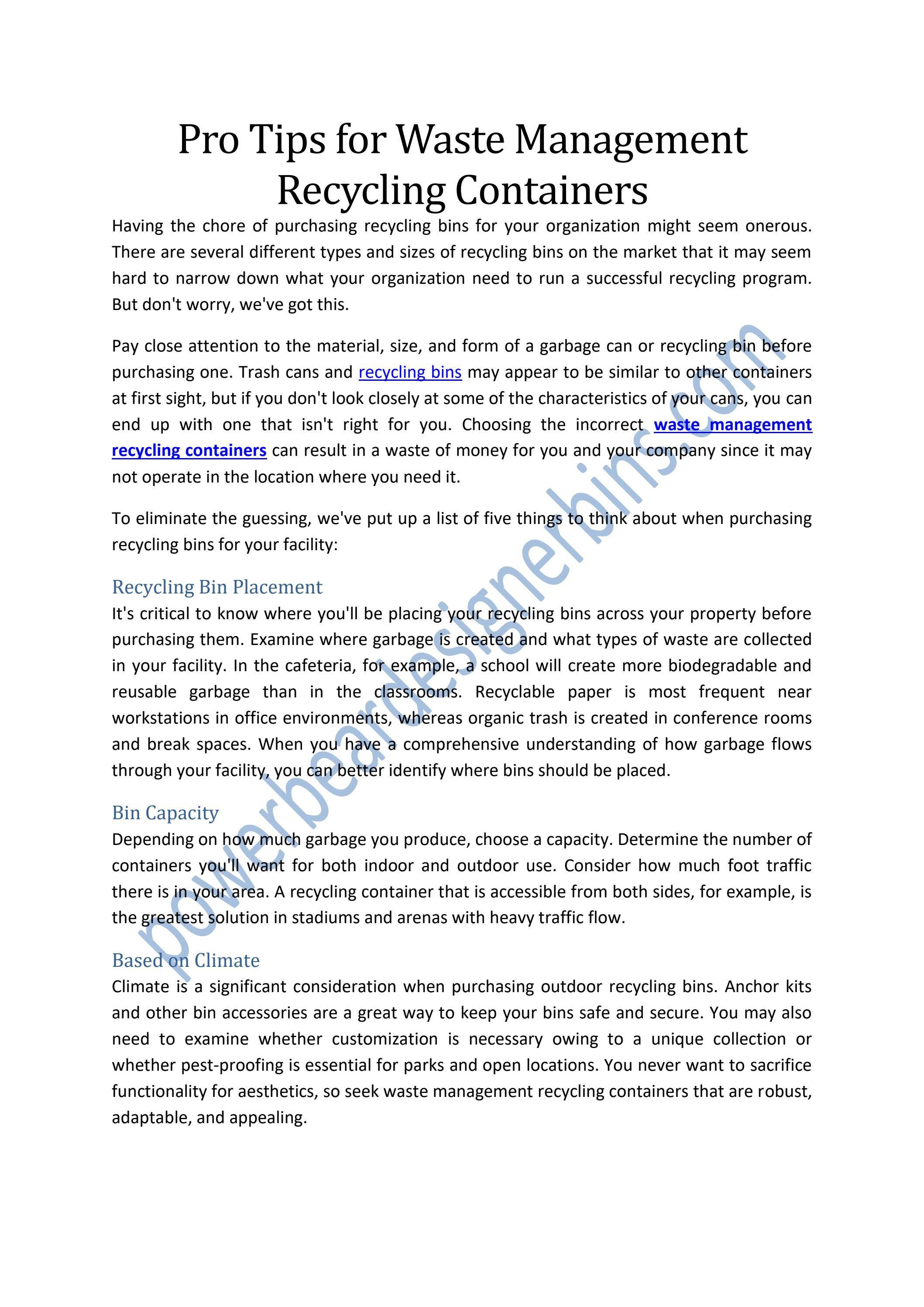 Pro Tips for Waste Management Recycling Containers by PowerBear ...