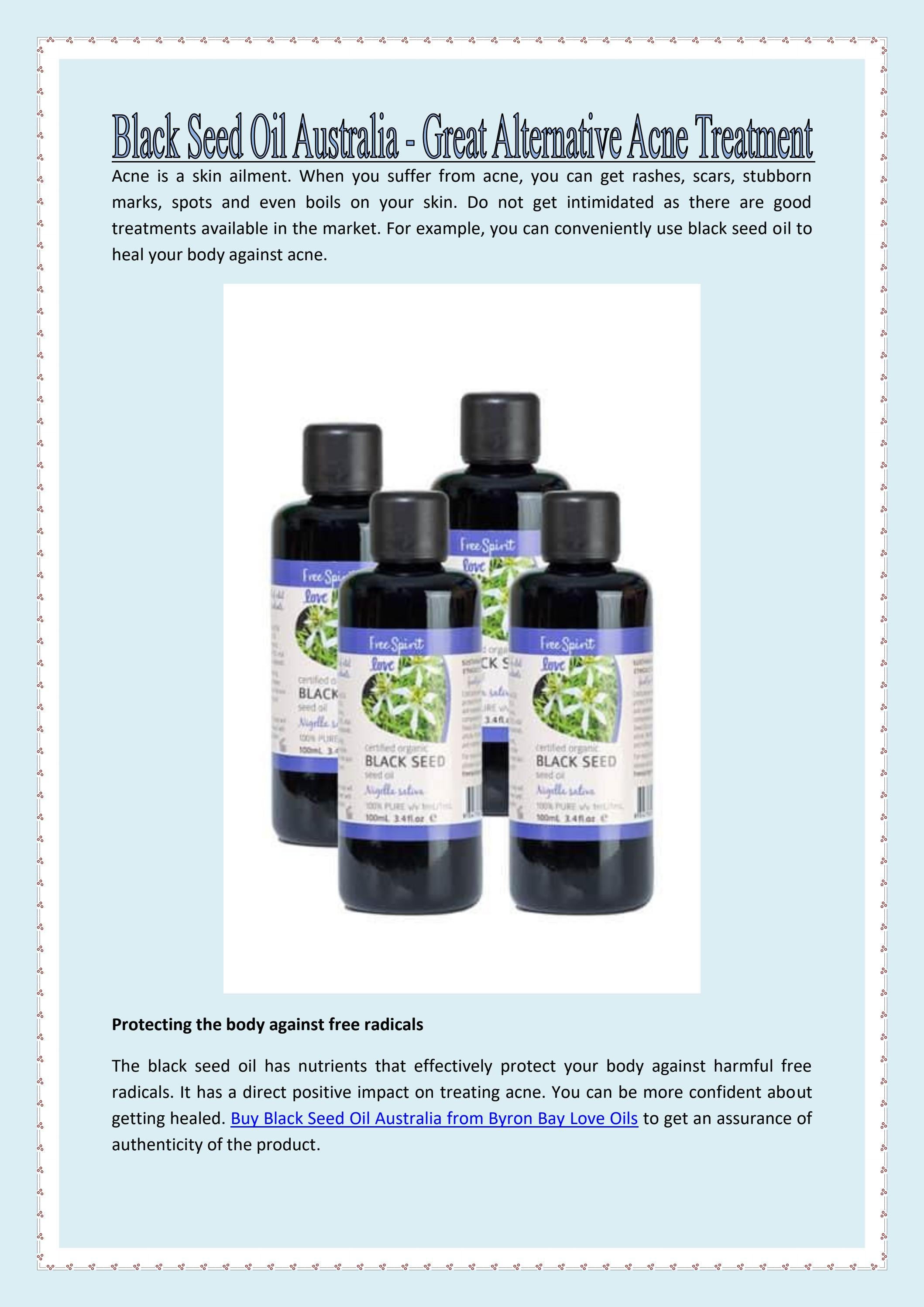 Black Seed Oil Australia Great Alternative Acne Treatment by Byron Bay Bellies PTY LTD Issuu