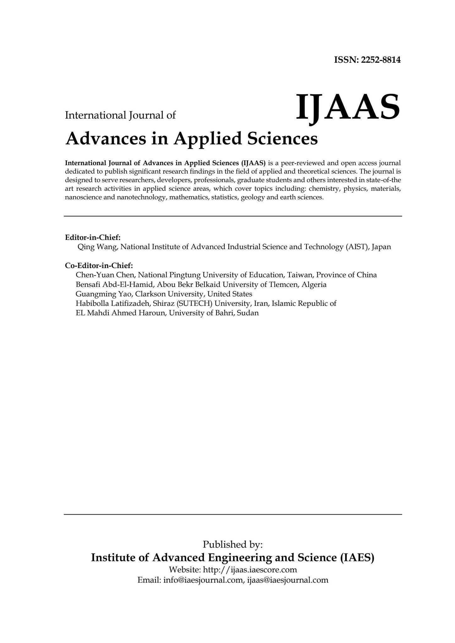 International Journal of Advances in Applied Sciences (IJAAS) Volume 9 ...