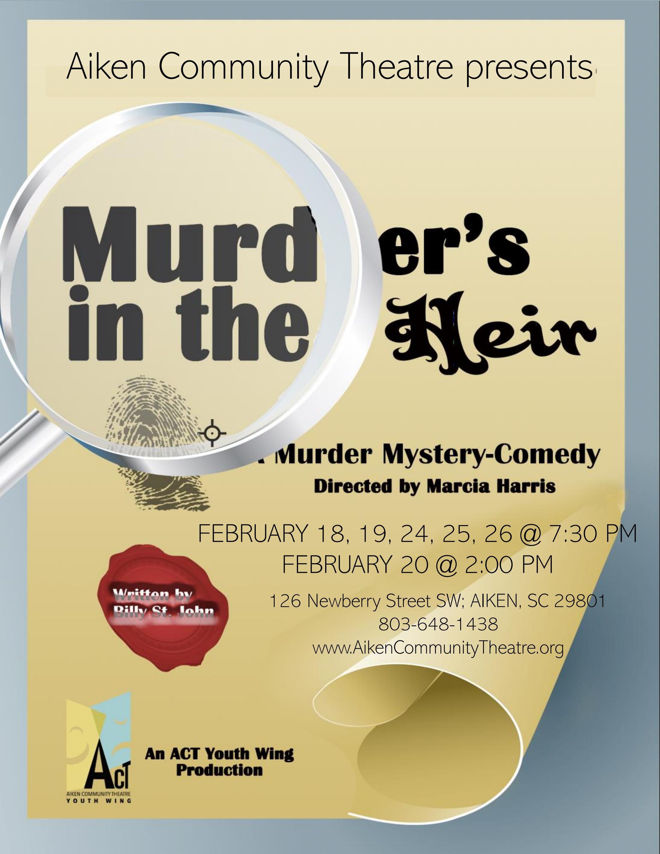 Murder's In The Heir by Aiken Community Theatre Issuu