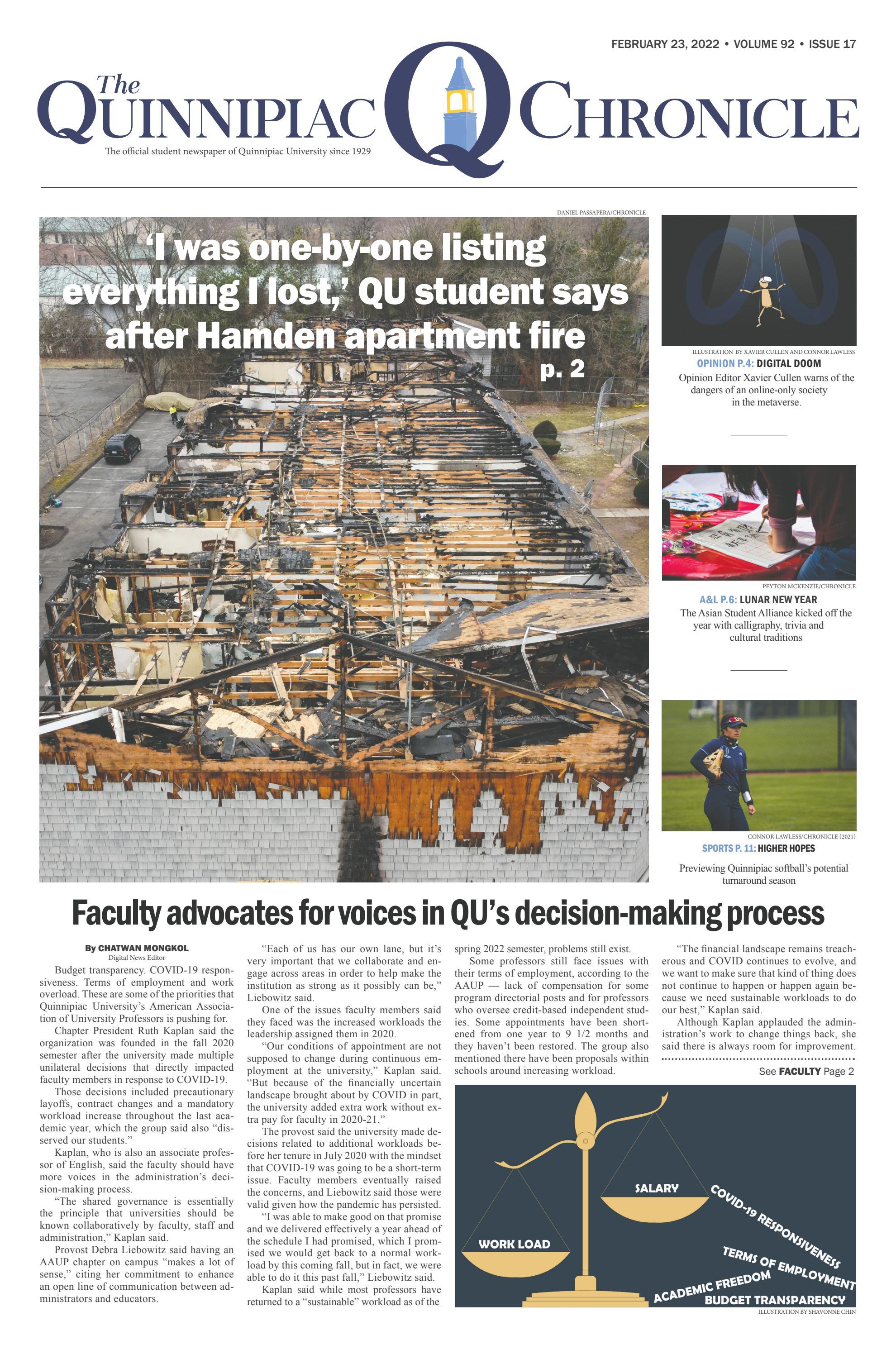 The Quinnipiac Chronicle, Volume 92, Issue 17 by The Quinnipiac Chronicle -  Issuu