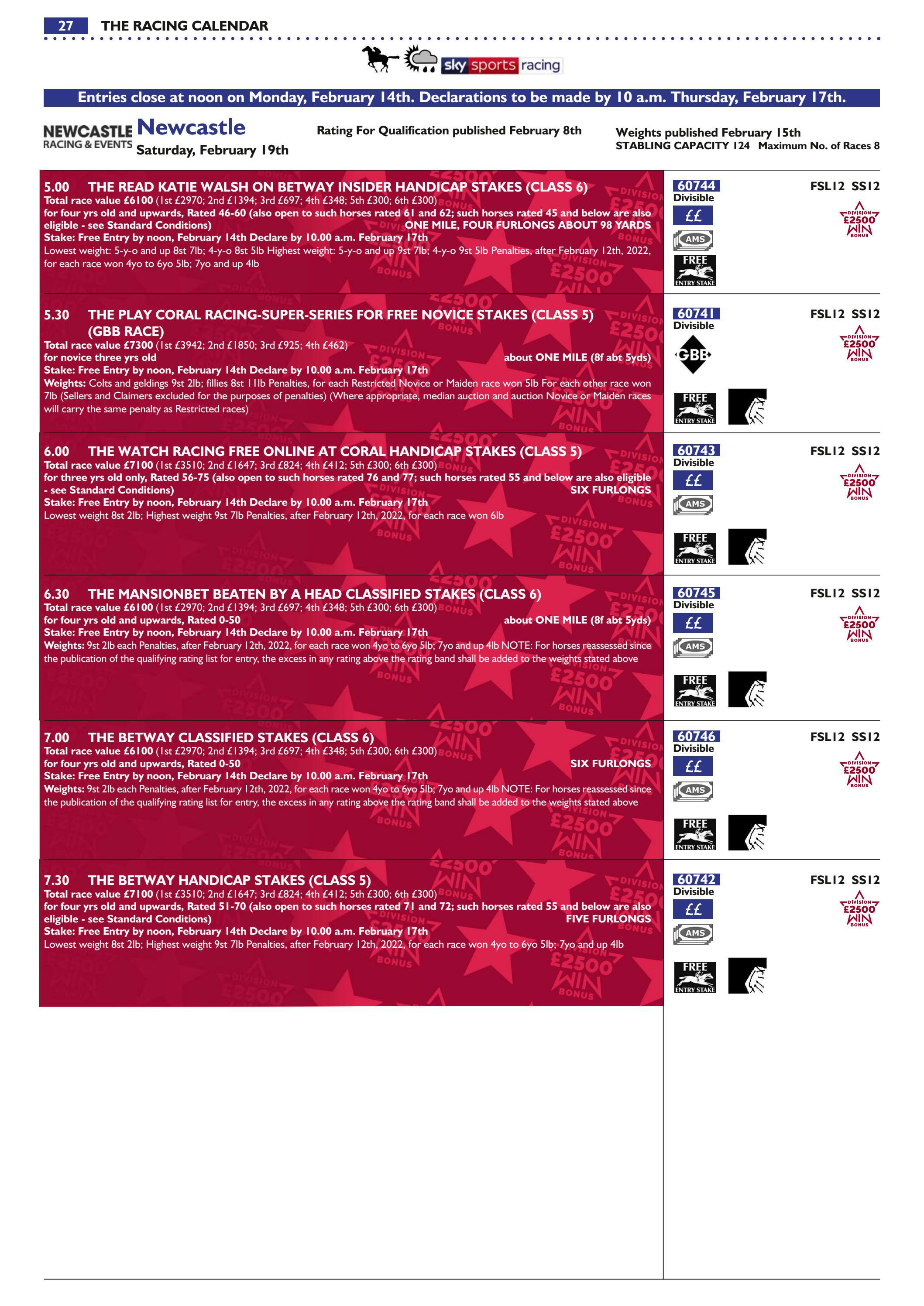 Racing Calendar 14th 27th February 2022 Number 2 By Weatherbys Issuu