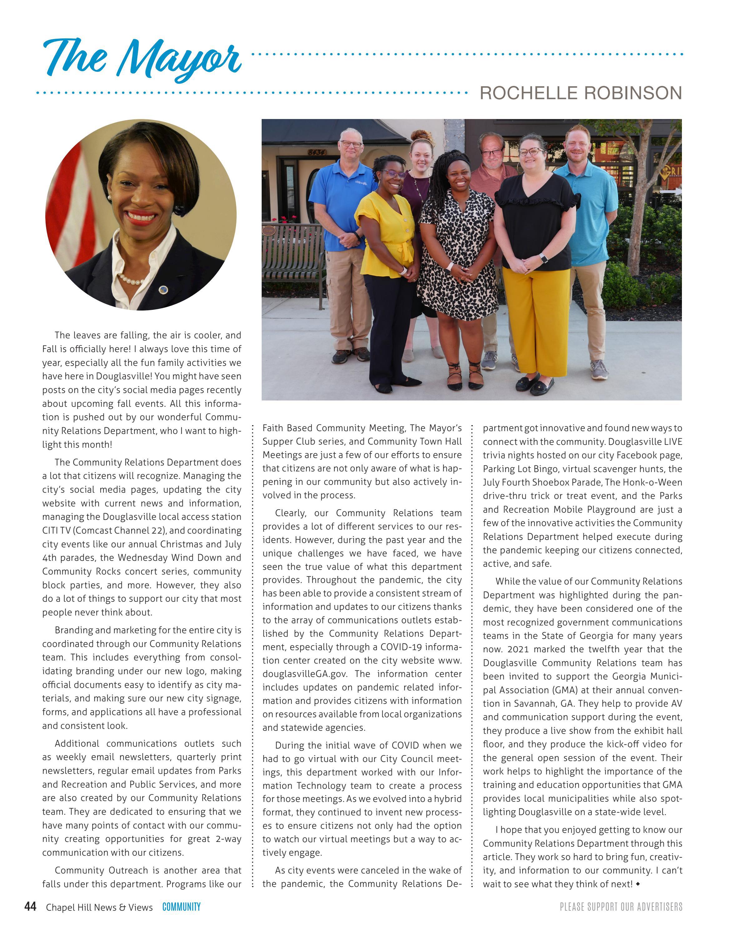 Chapel Hill News & Views Article October 2021 by DouglasvilleGA Issuu