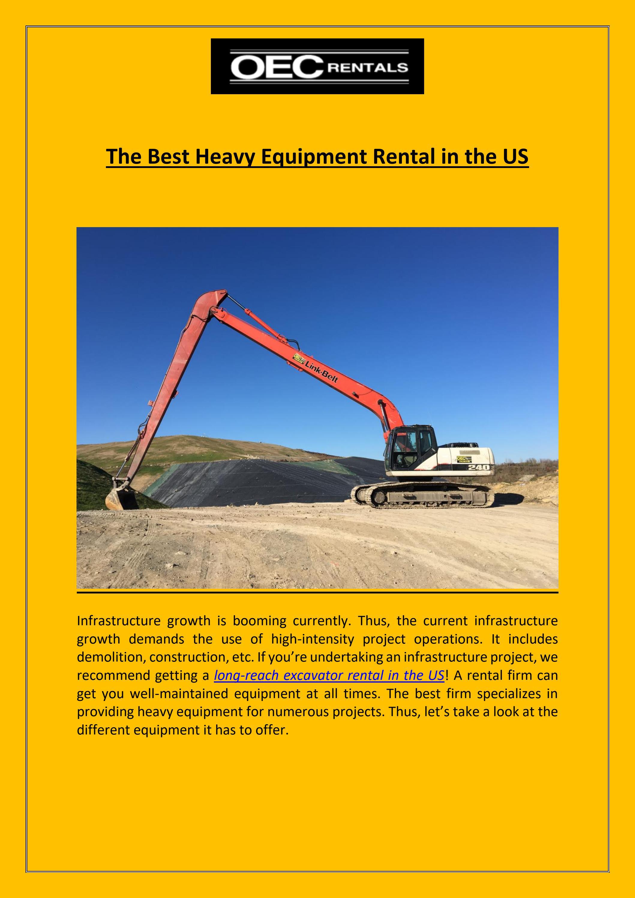 The Best Heavy Equipment Rental in the US by OEC Rentals Issuu