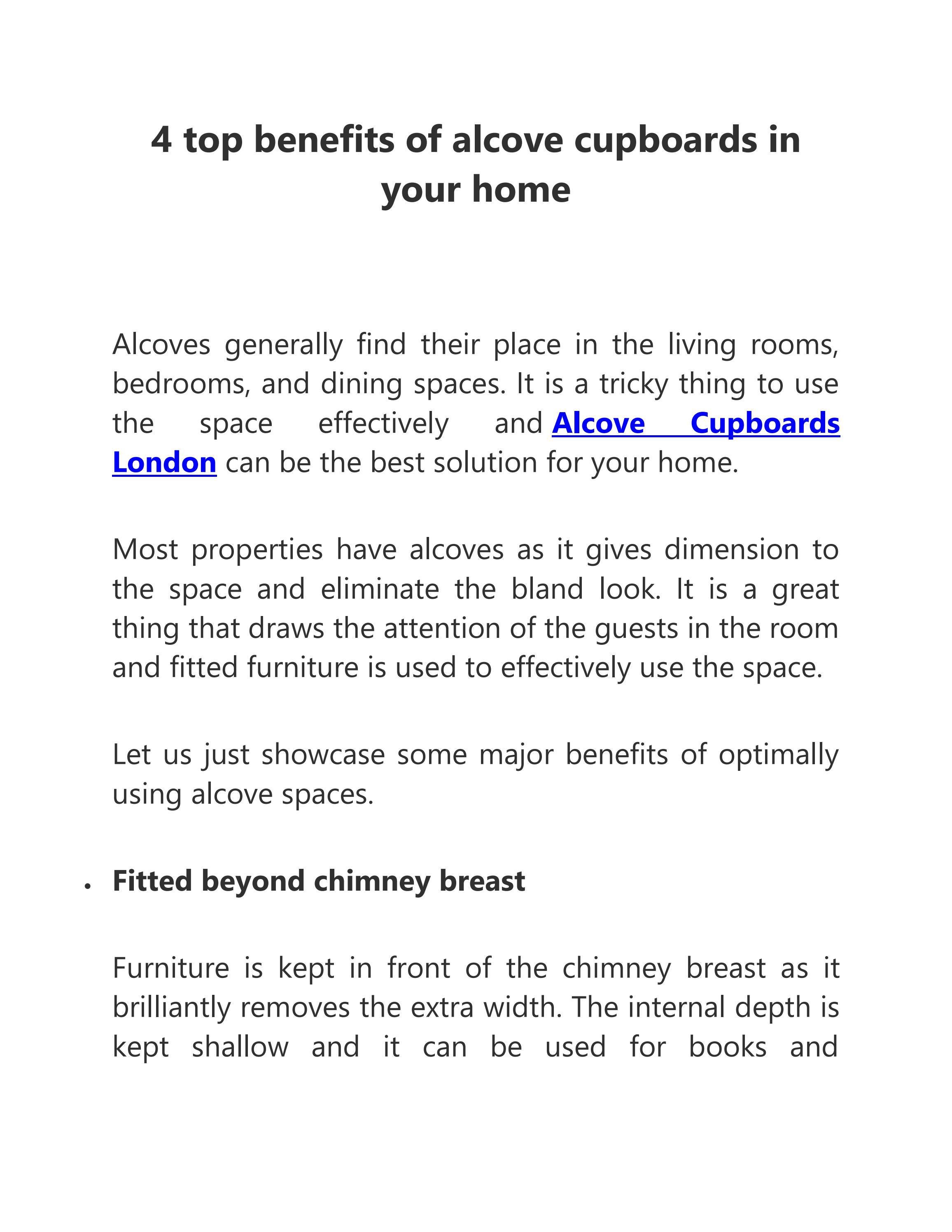 4 top benefits of alcove cupboards in your home by furniturejoineryuk