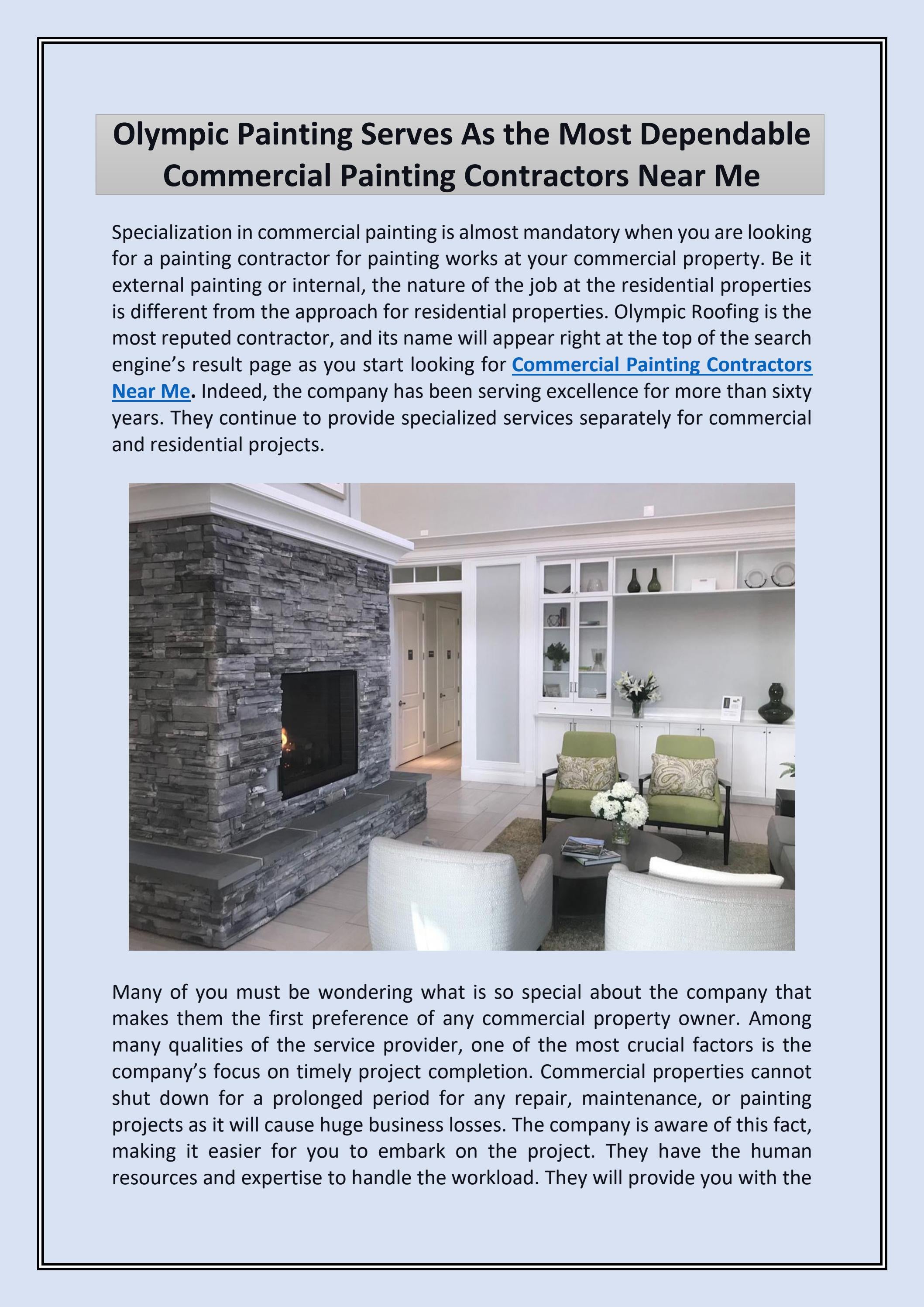 Olympic Painting Serves As the Most Dependable Commercial Painting