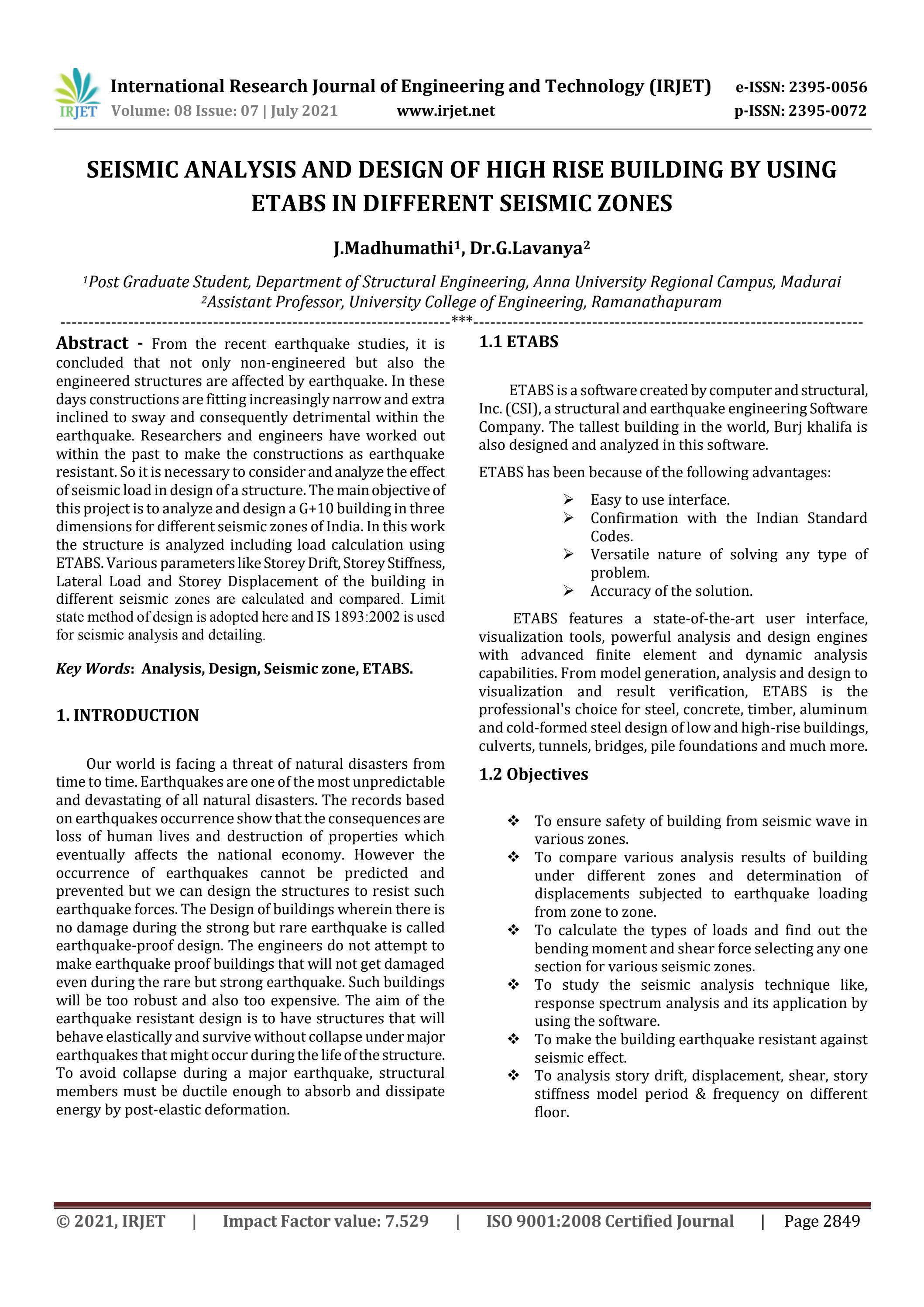 IRJET- Seismic Analysis and Design of High Rise Building by using Etabs ...