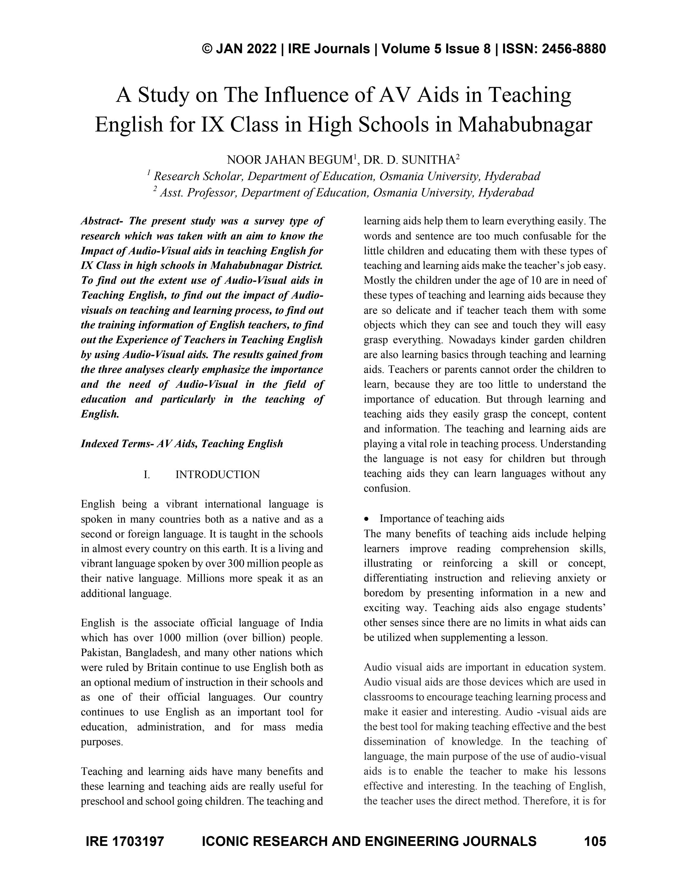 A Study On The Influence Of AV Aids In Teaching English For IX Class In a-study-on-the-influence-of-av-aids-in-teaching-english-for-ix-class-in