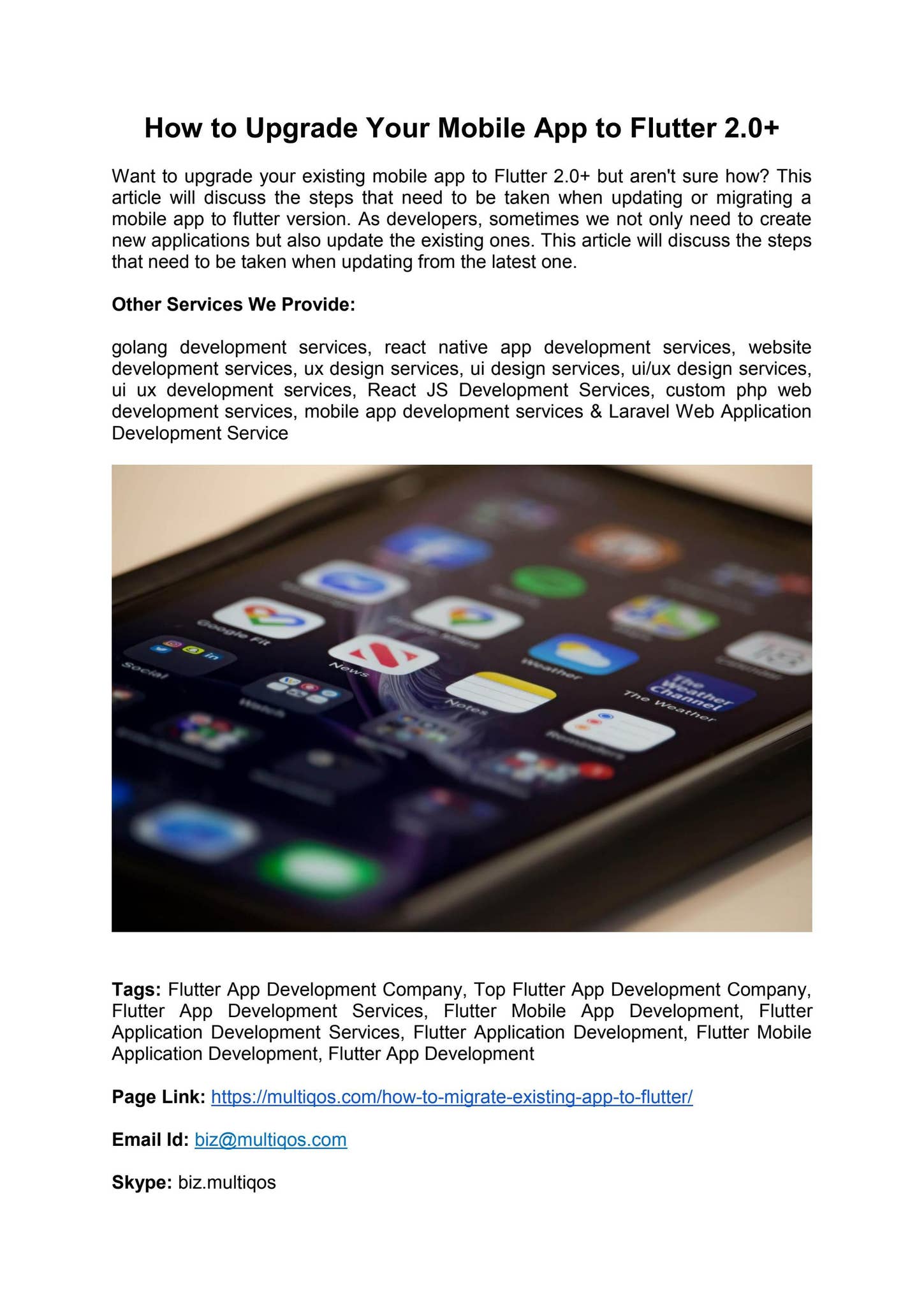 How to Upgrade Your Mobile App to Flutter 2.0+ by MultiQoS Tech - Issuu