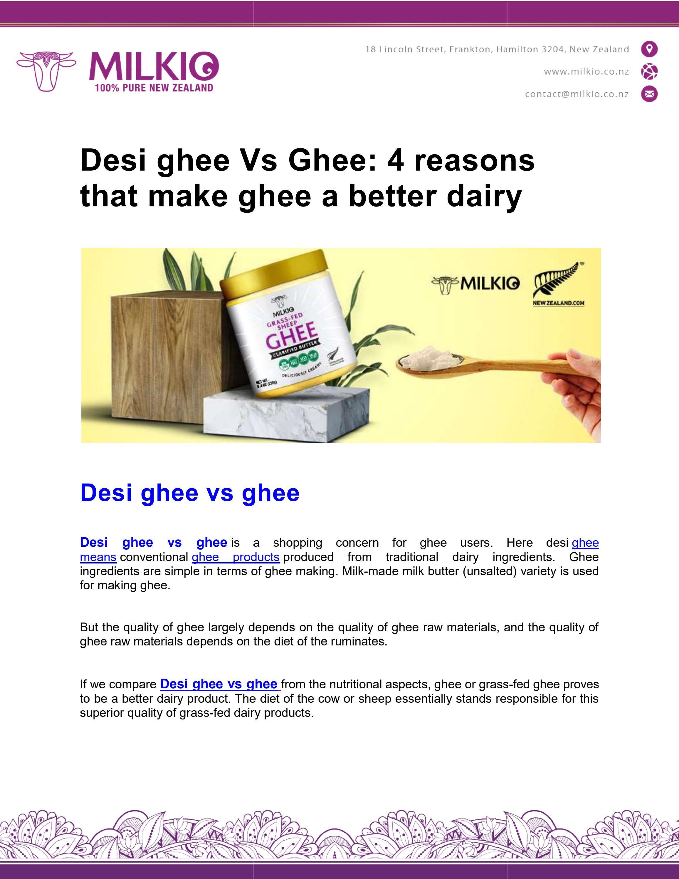 Desi ghee Vs Ghee 4 reasons that make ghee a better dairy by MILKIO