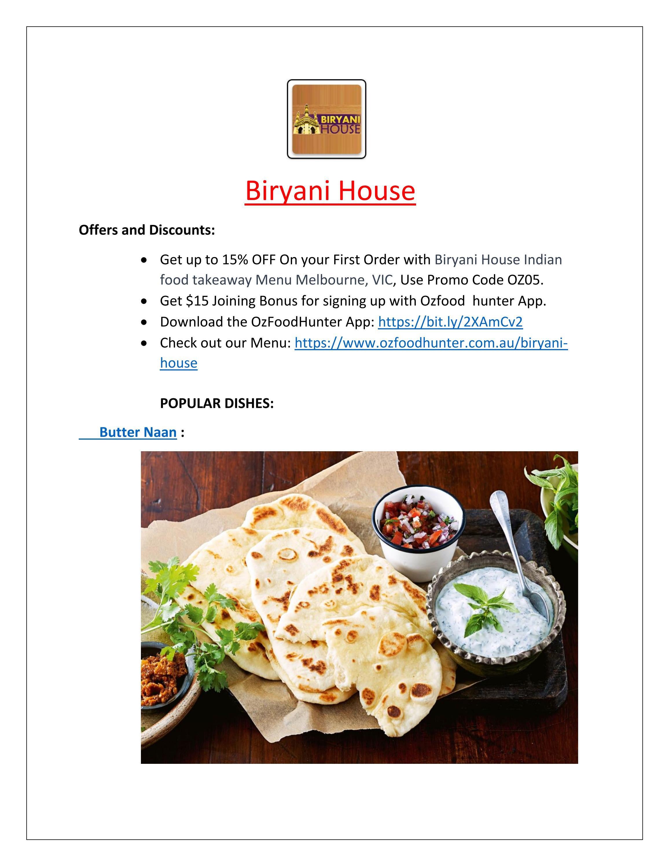 15 Off Biryani House Indian food takeaway Menu Melbourne, VIC by SonWilliamson Issuu