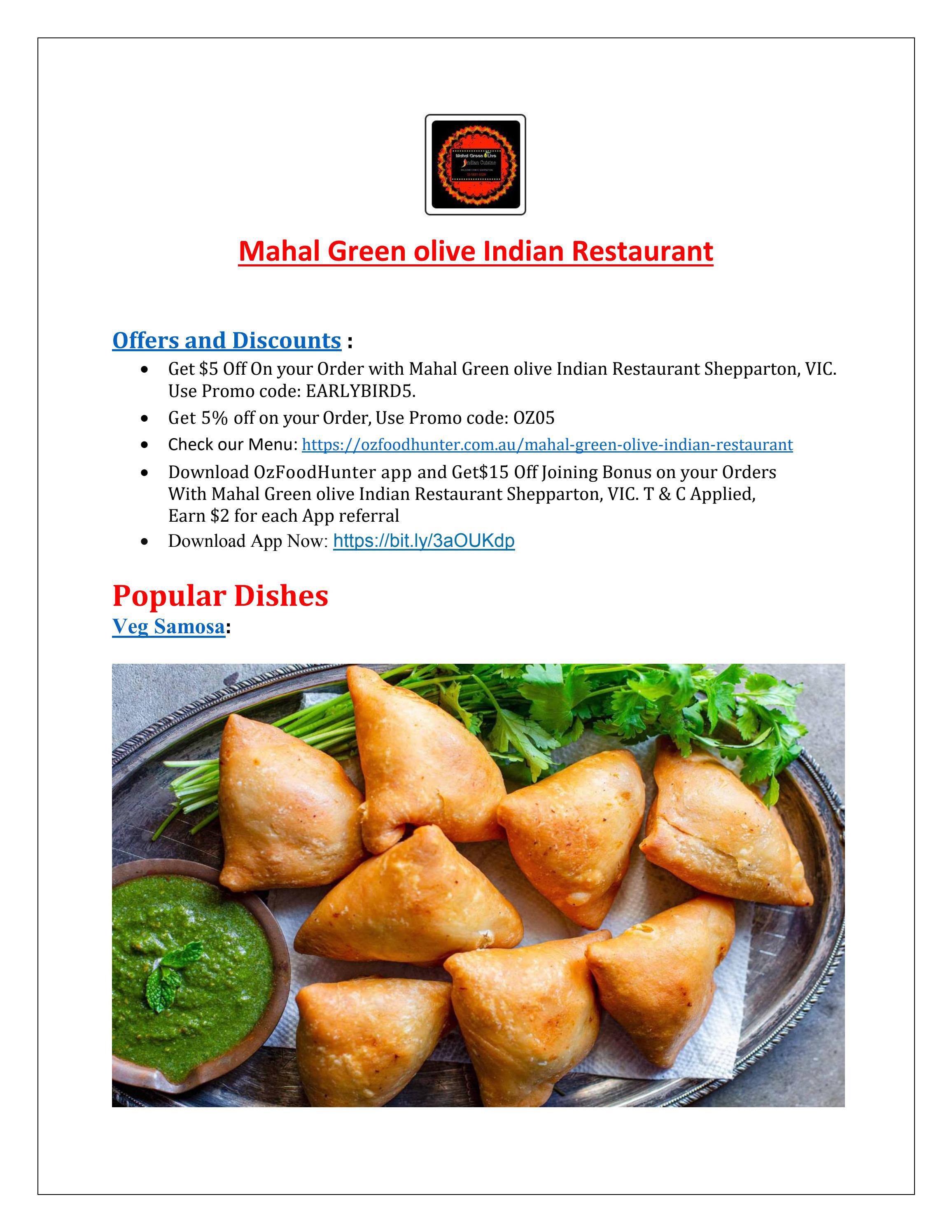 Mahal Green Olive Indian Restaurant Shepparton, VIC 5 Off by