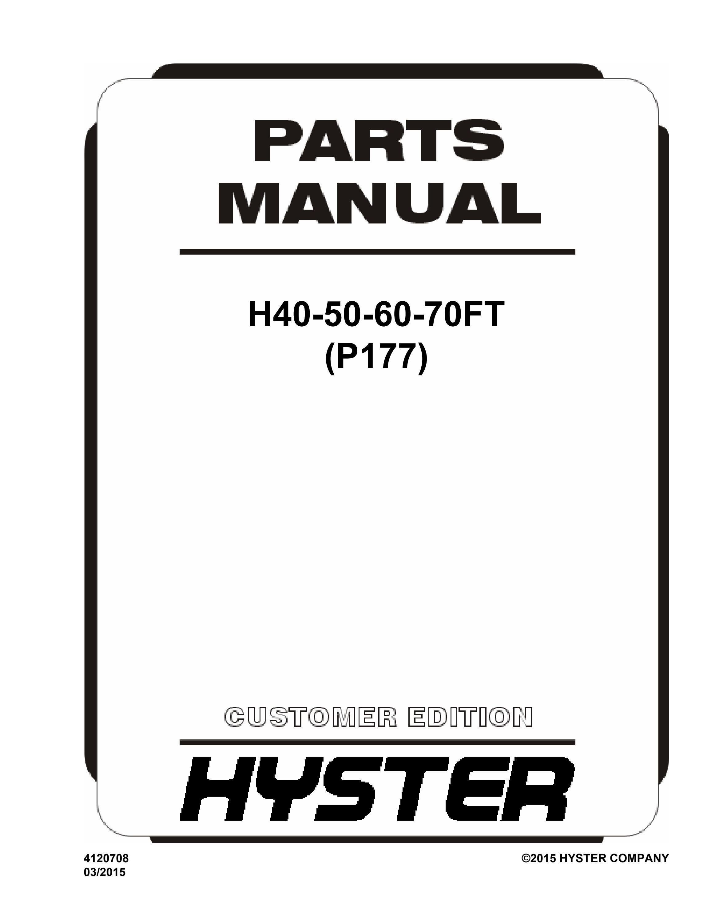 Hyster P177 (H40FT, H50FT, H60FT, H70FT) Forklift Parts Manual by