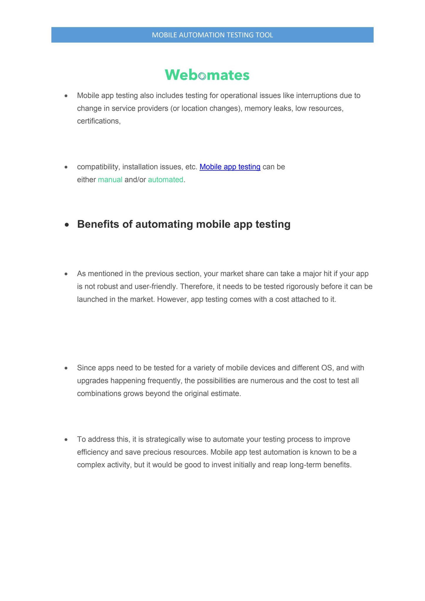 Mobile automation testing tool by Webomates INC - Issuu