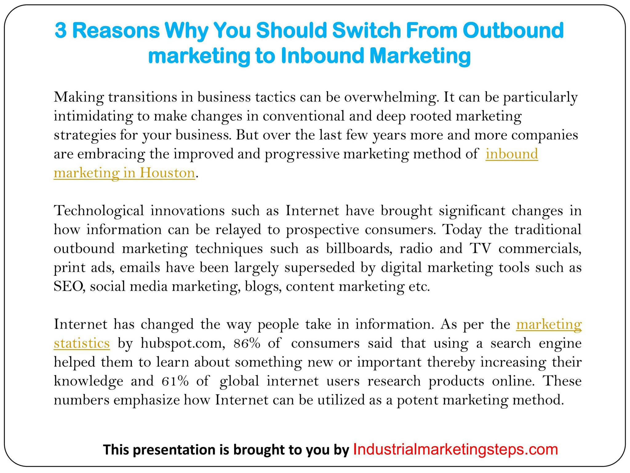 3 Reasons Why You Should Switch From Outbound marketing to Inbound ...