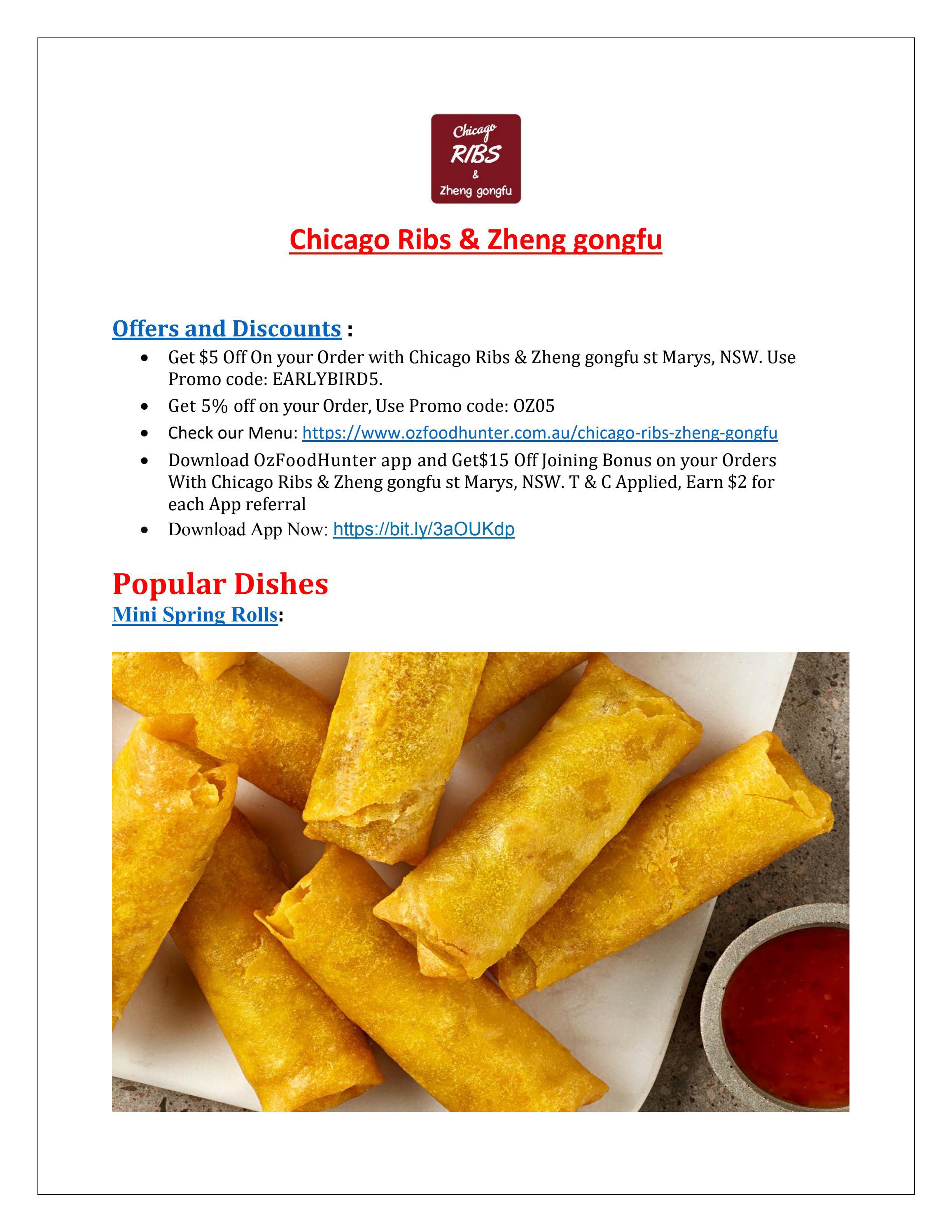 Chicago ribs St Marys Chinese Restaurant Menu, NSW 5 off by