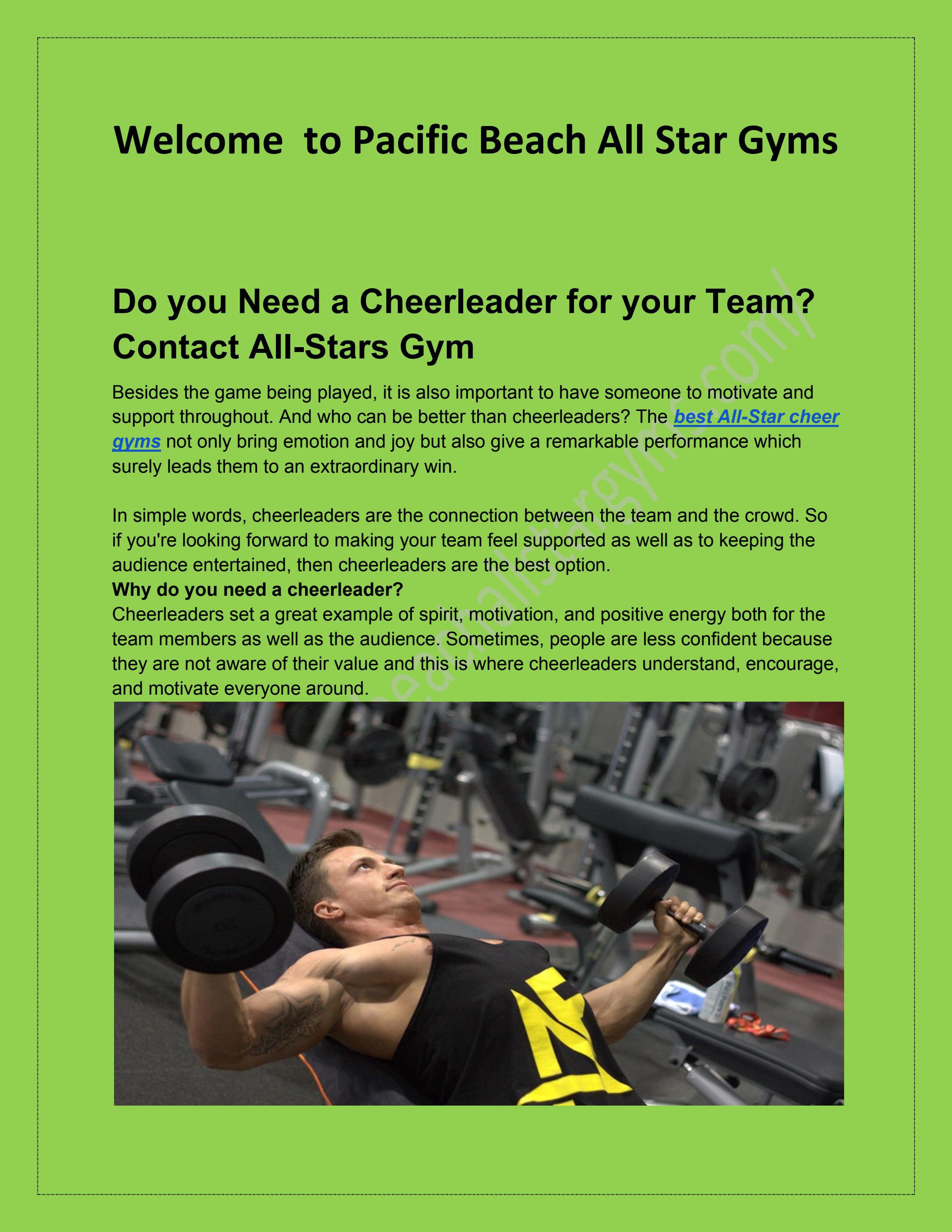 Do you Need a Cheerleader for your Team? Contact AllStars Gym by pacificbeachgym Issuu