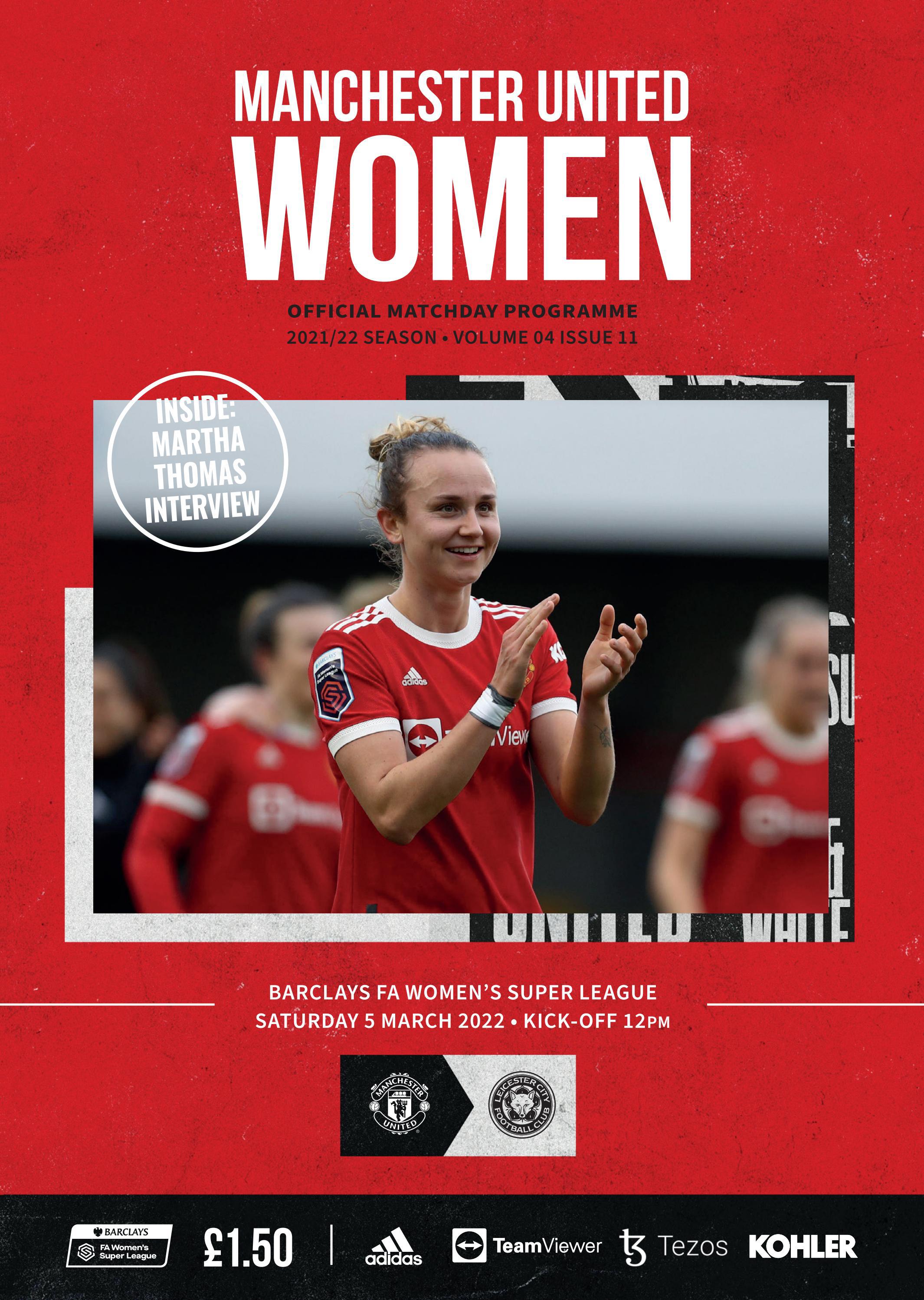 Manchester United Women v Leicester City Women match programme, Women's