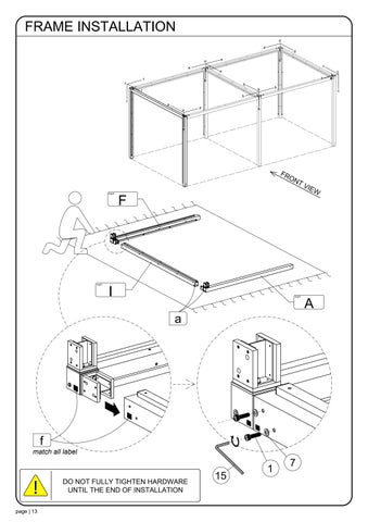 ASSEMBLY INSTRUCTION SOMBRERO CANOPY ALUMINUM 20X10 第 14 页
