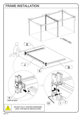 ASSEMBLY INSTRUCTION SOMBRERO CANOPY ALUMINUM 20X10 第 15 页