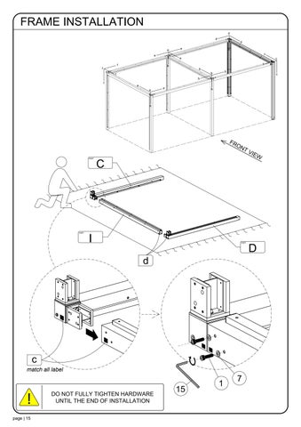 ASSEMBLY INSTRUCTION SOMBRERO CANOPY ALUMINUM 20X10 第 16 页