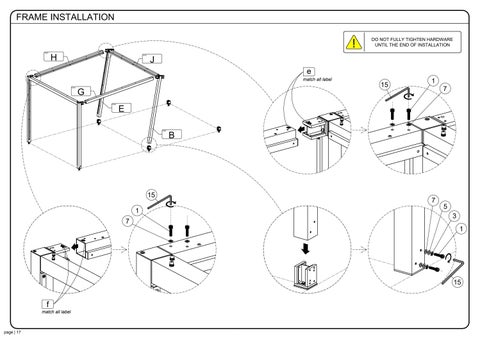 ASSEMBLY INSTRUCTION SOMBRERO CANOPY ALUMINUM 20X10 第 18 页