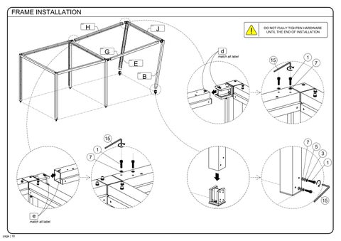 ASSEMBLY INSTRUCTION SOMBRERO CANOPY ALUMINUM 20X10 第 19 页
