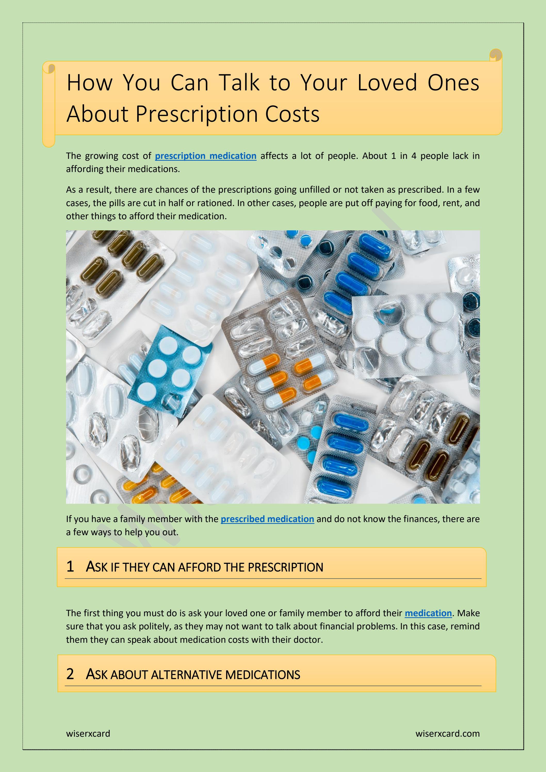 How You Can Talk To Your Loved Ones About Prescription Costs by Wise Rx
