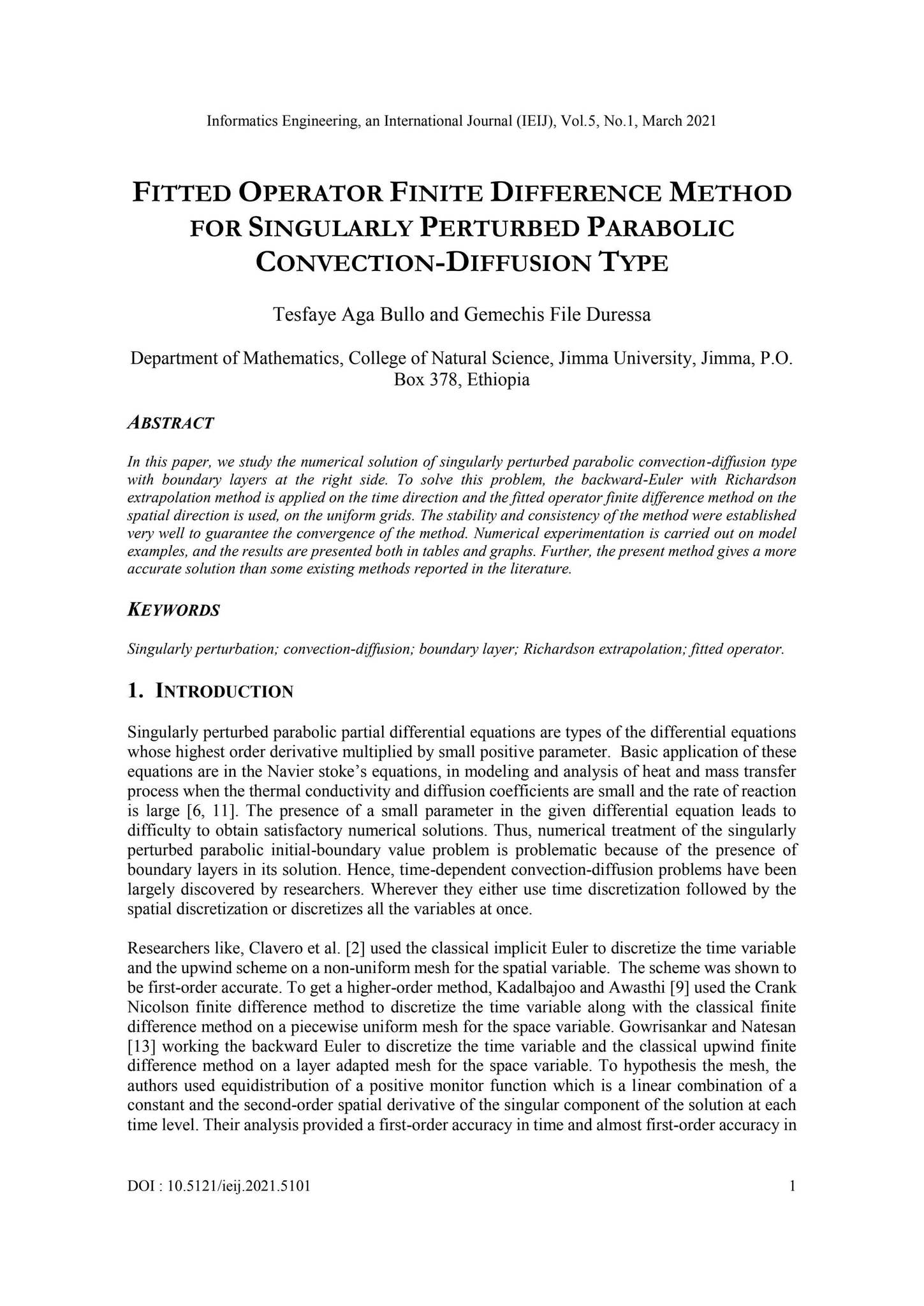 FITTED OPERATOR FINITE DIFFERENCE METHOD FOR SINGULARLY PERTURBED ...